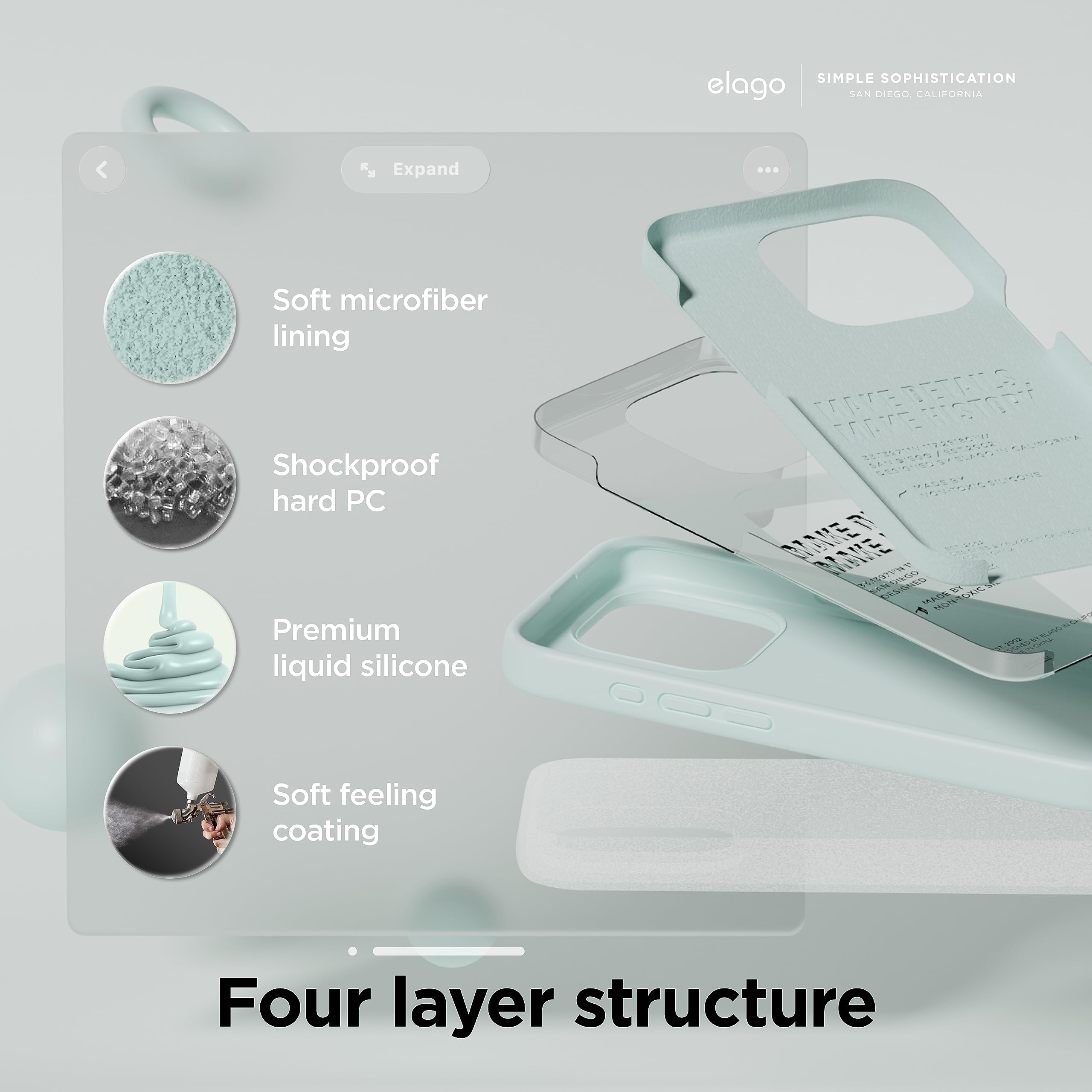 Foto 5 pulgar | Funda De Teléfono Elago Liquid Silicone Para Iphone 15 Pro Max Mint - Venta Internacional.