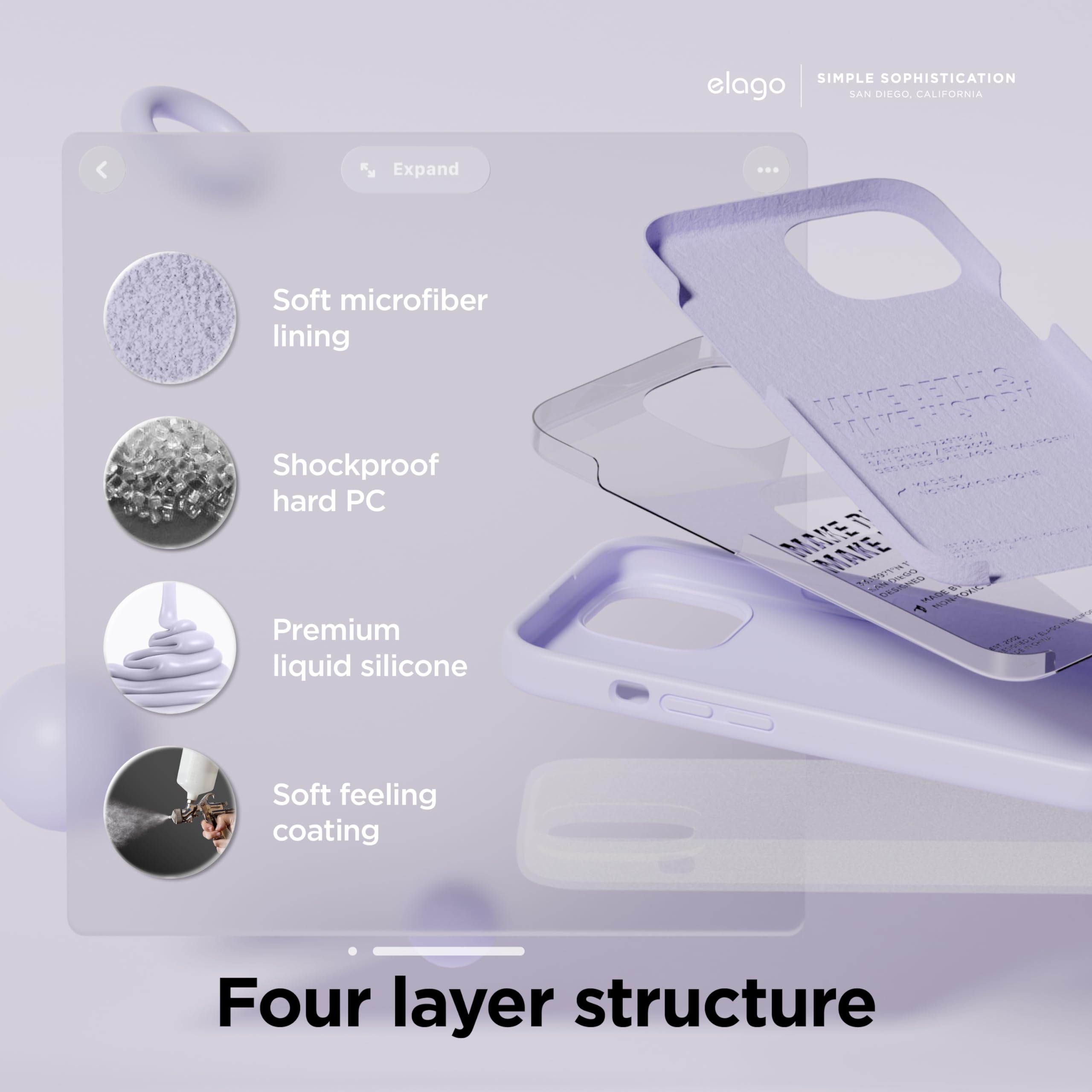 Foto 5 pulgar | Funda Elago Liquid Silicone Para Iphone 15 Plus, Color Morado - Venta Internacional.