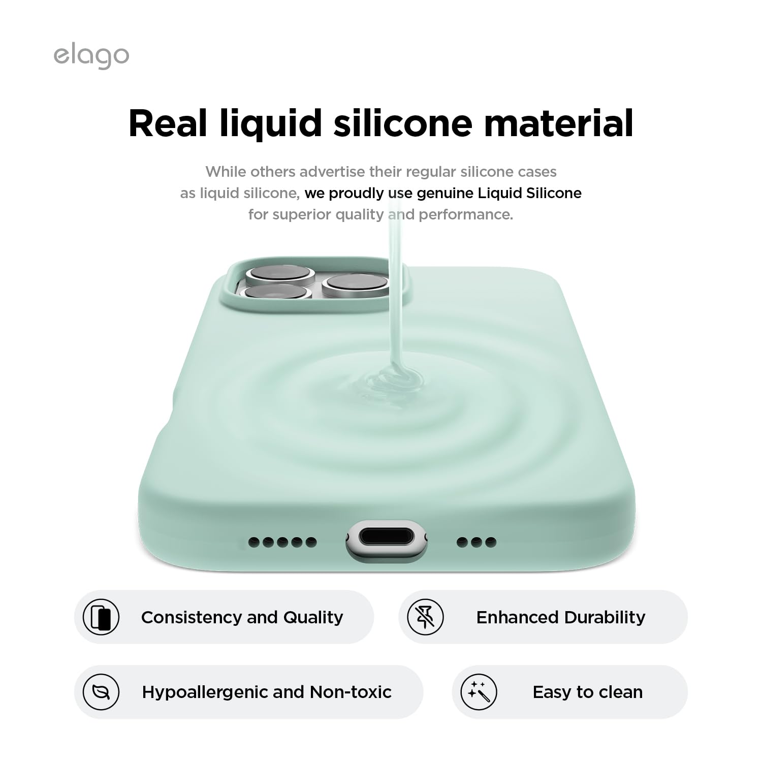 Foto 4 pulgar | Funda De Teléfono Elago Compatible Con Iphone 16 Pro Silicone Mint - Venta Internacional.