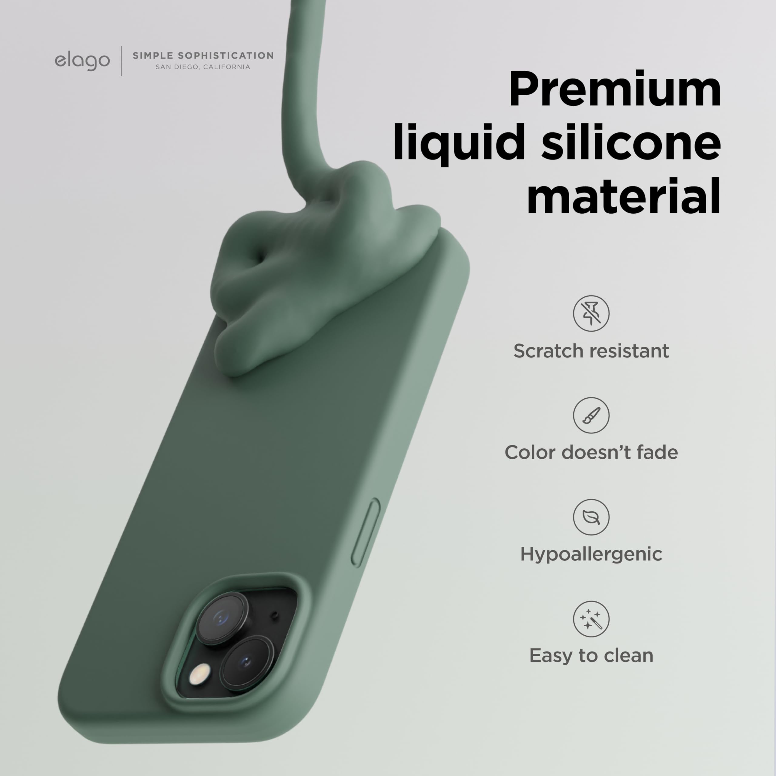Foto 3 | Funda Elago Liquid Silicone Para Iphone 15 Plus, Color Verde Medianoche - Venta Internacional.