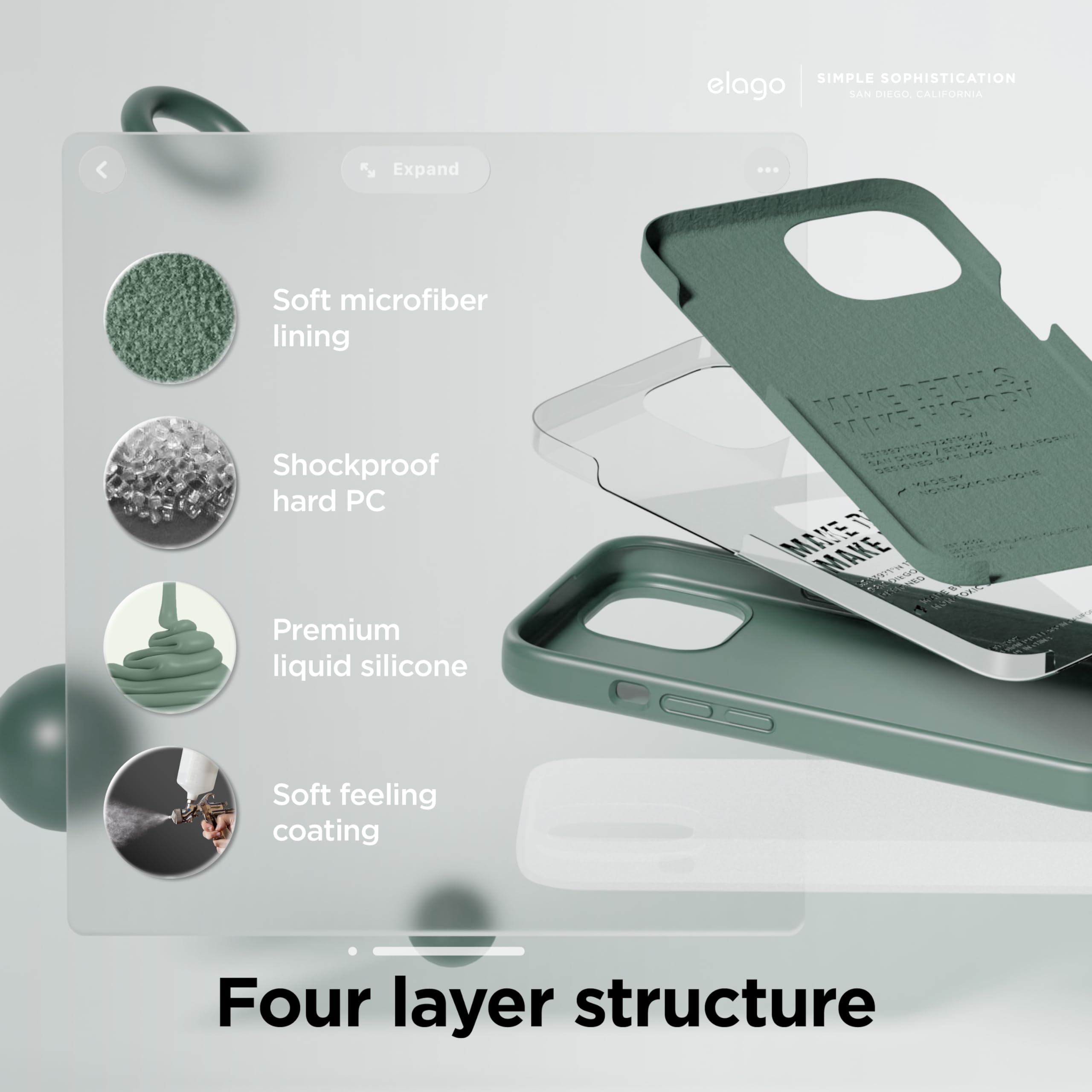 Foto 5 pulgar | Funda Elago Liquid Silicone Para Iphone 15 Plus, Color Verde Medianoche - Venta Internacional.