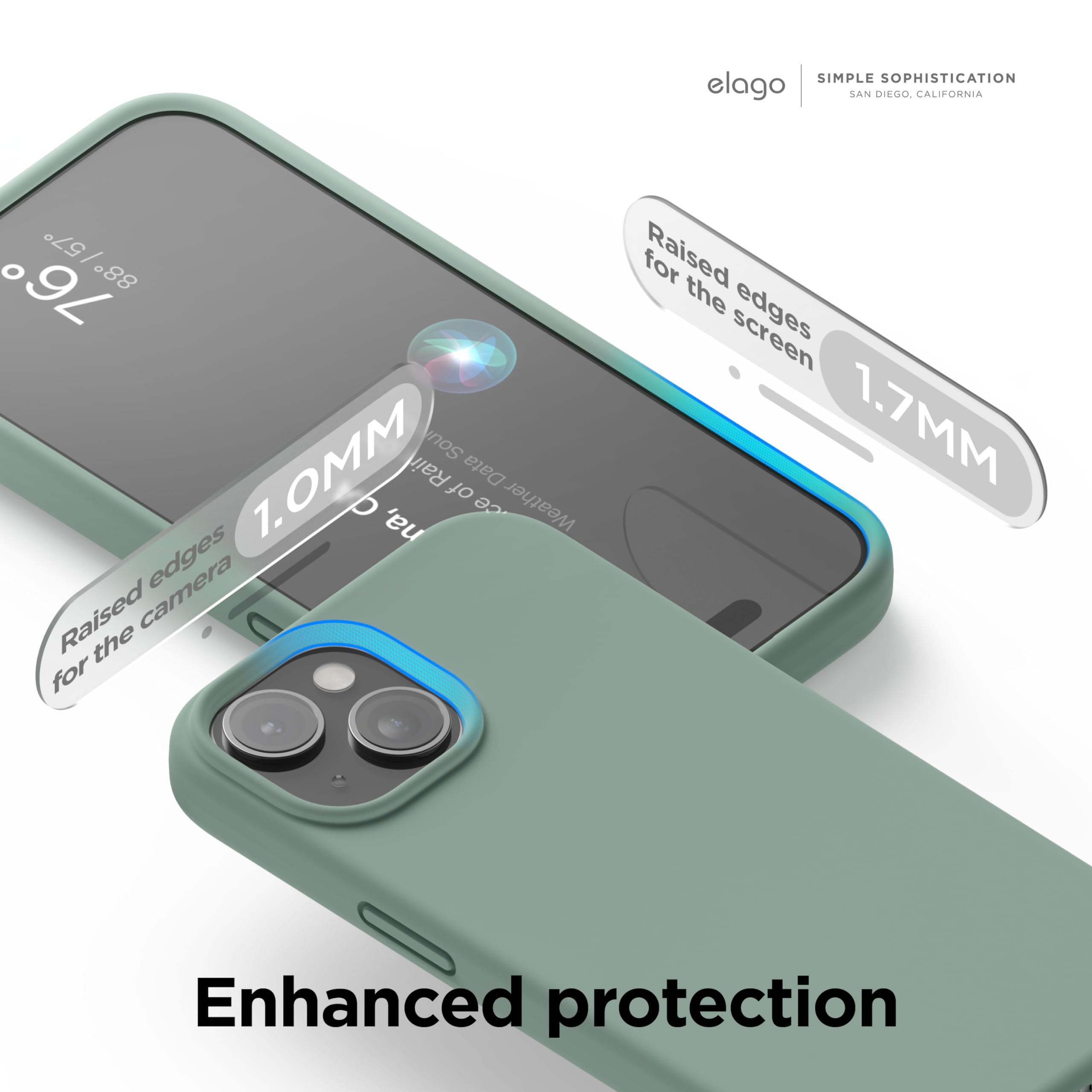 Foto 6 pulgar | Funda Elago Liquid Silicone Para Iphone 15 Plus, Color Verde Medianoche - Venta Internacional.
