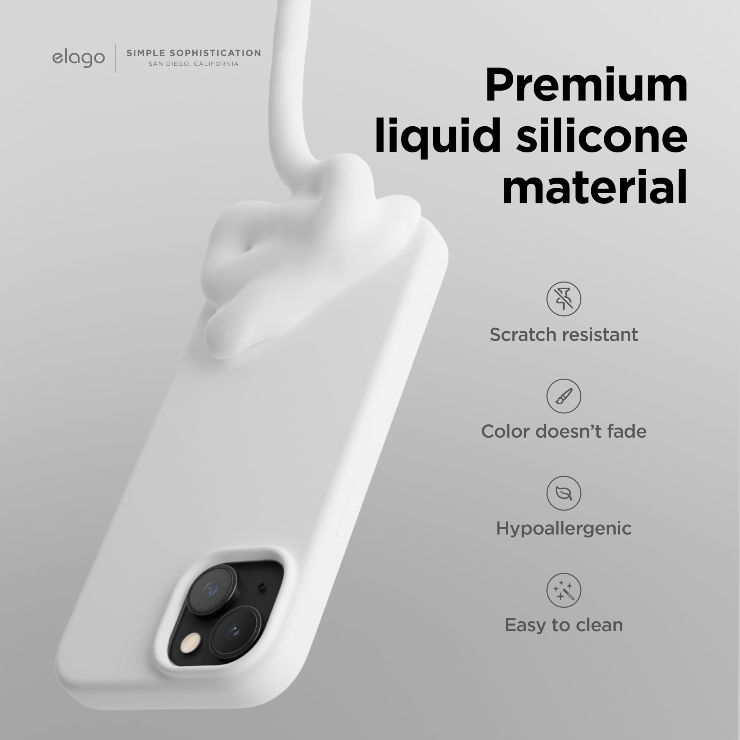 Foto 3 | Funda Elago Liquid Silicone Para Iphone 15 Plus, Color Blanco - Venta Internacional.