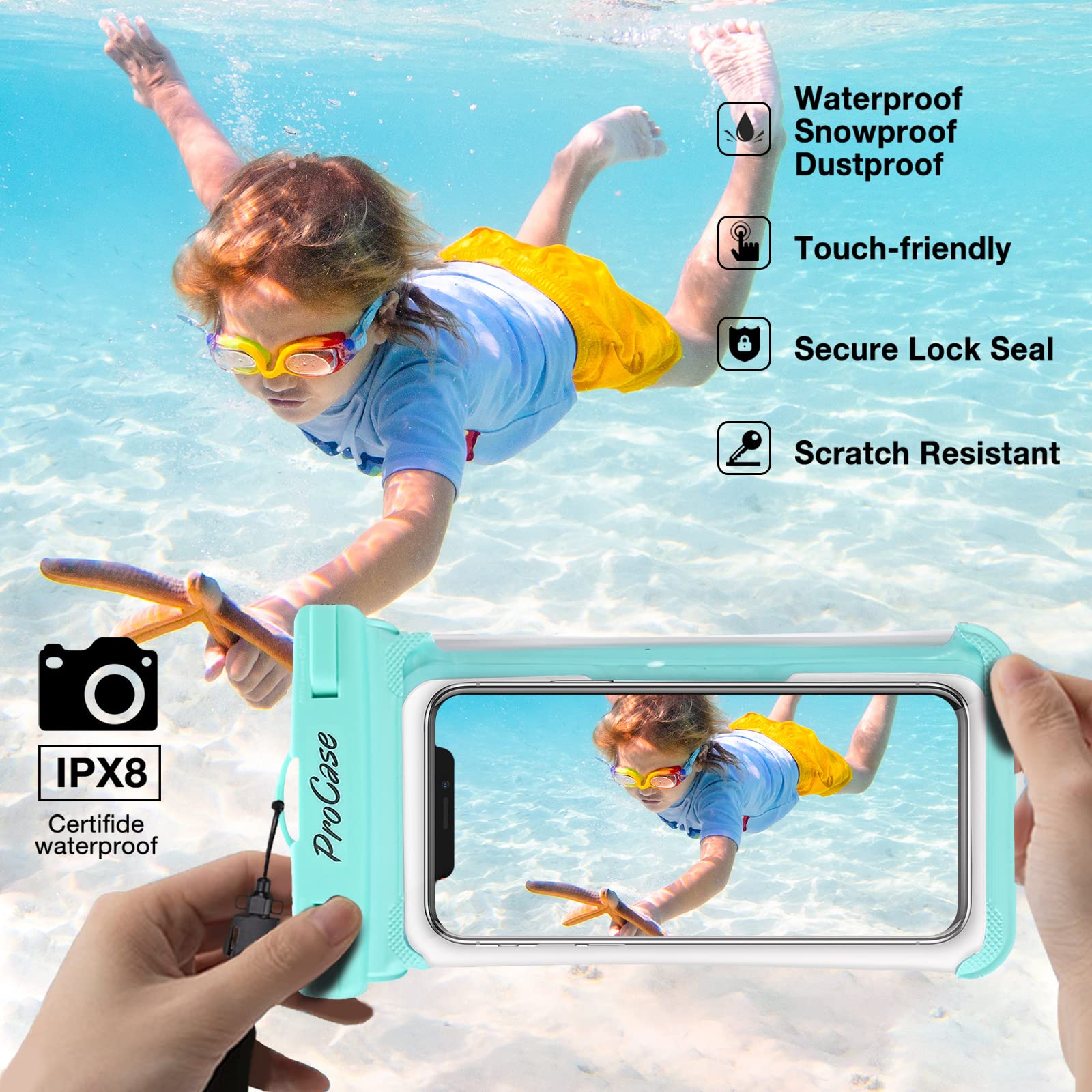 Foto 3 | Funda Impermeable Para Teléfono Procase, Paquete De 2 Para Iphone Y Galaxy - Venta Internacional.
