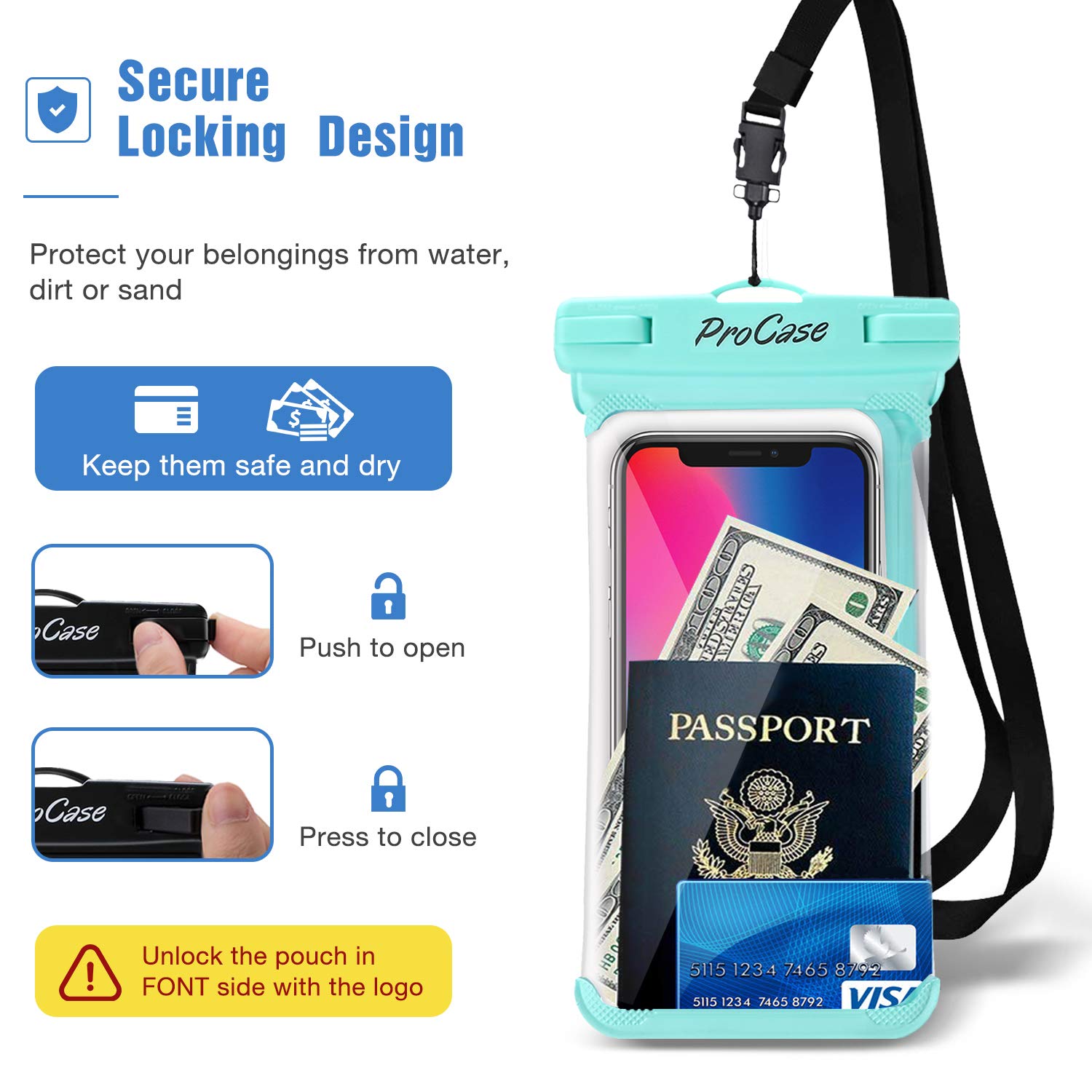 Foto 5 | Funda Impermeable Para Teléfono Procase, Paquete De 2 Para Iphone Y Galaxy - Venta Internacional.