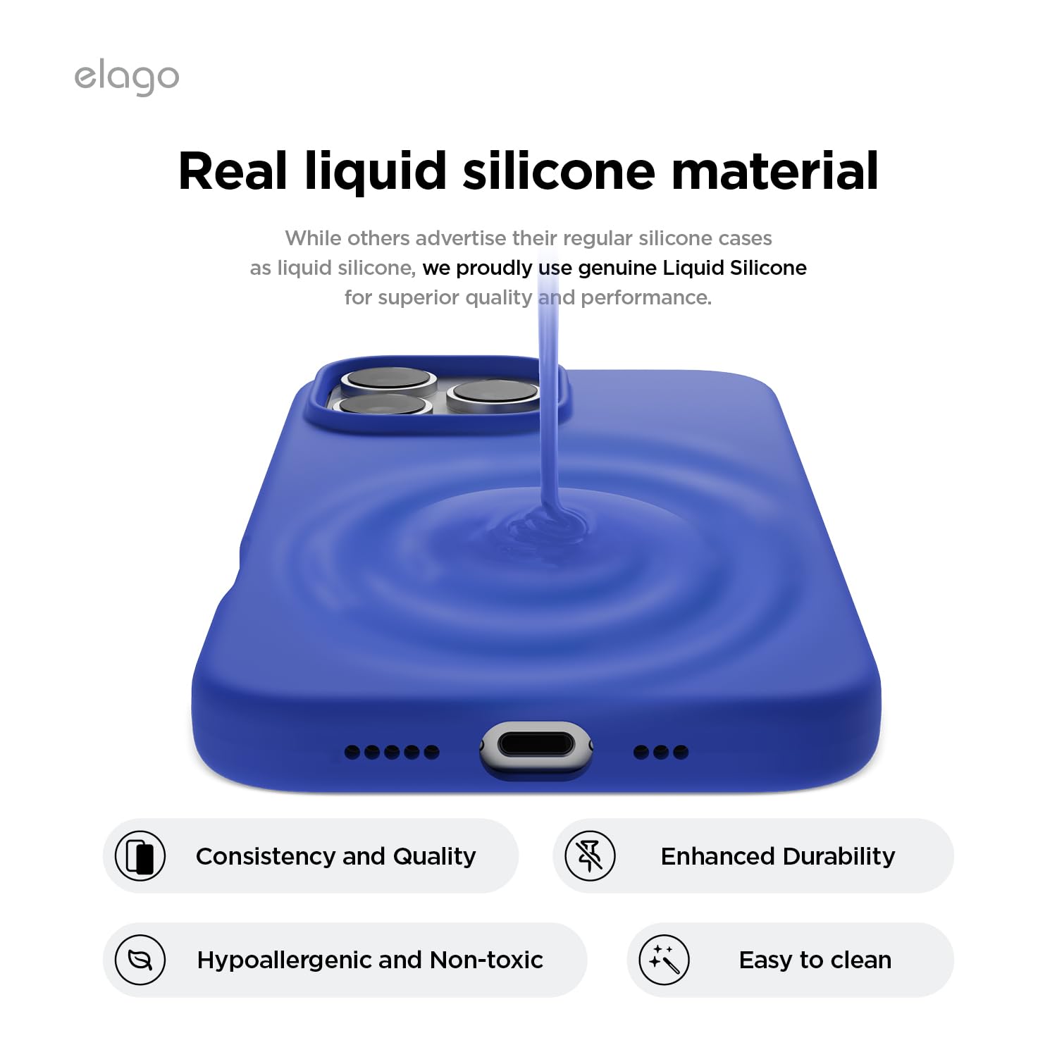 Foto 4 pulgar | Funda De Teléfono Elago Compatible Con Iphone 16 Pro Silicona Azul - Venta Internacional.