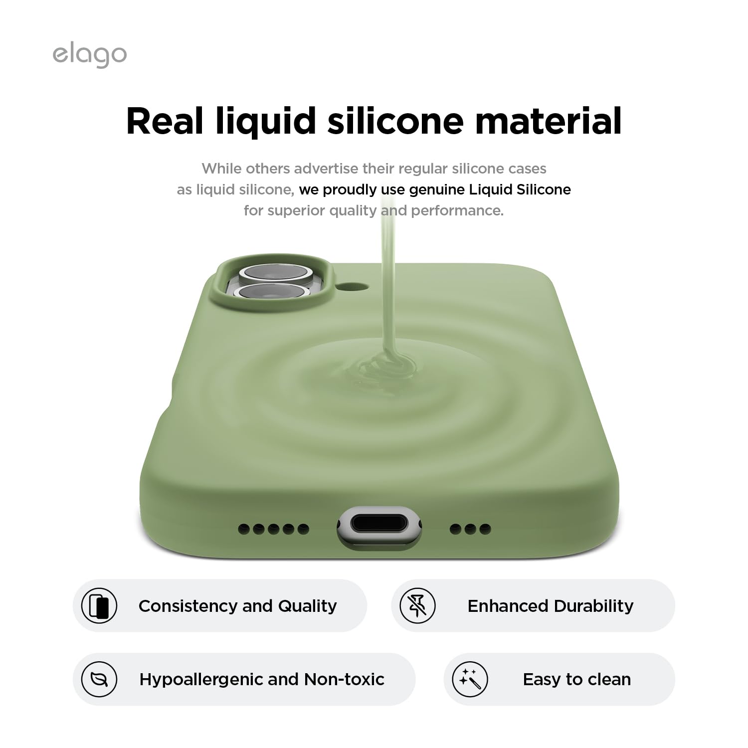 Foto 4 pulgar | Funda De Teléfono Elago Compatible Con Iphone 16, Silicona Líquida - Venta Internacional.