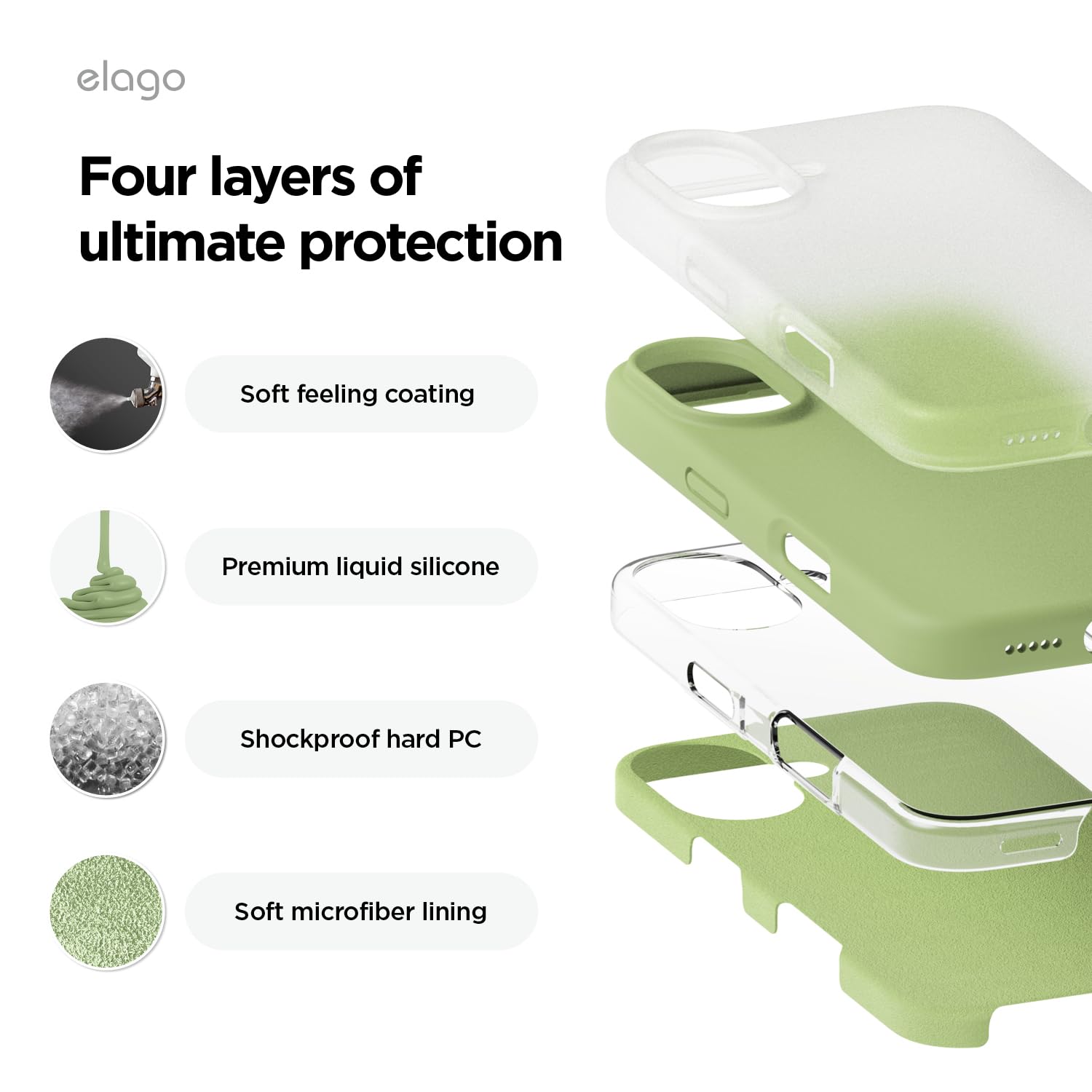 Foto 5 pulgar | Funda De Teléfono Elago Compatible Con Iphone 16, Silicona Líquida - Venta Internacional.