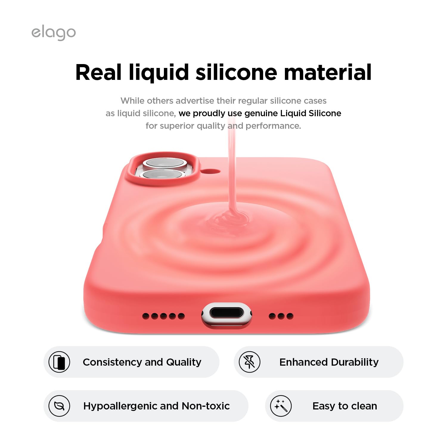 Foto 4 pulgar | Funda De Teléfono Elago Compatible Con Iphone 16, Silicona Líquida - Venta Internacional.