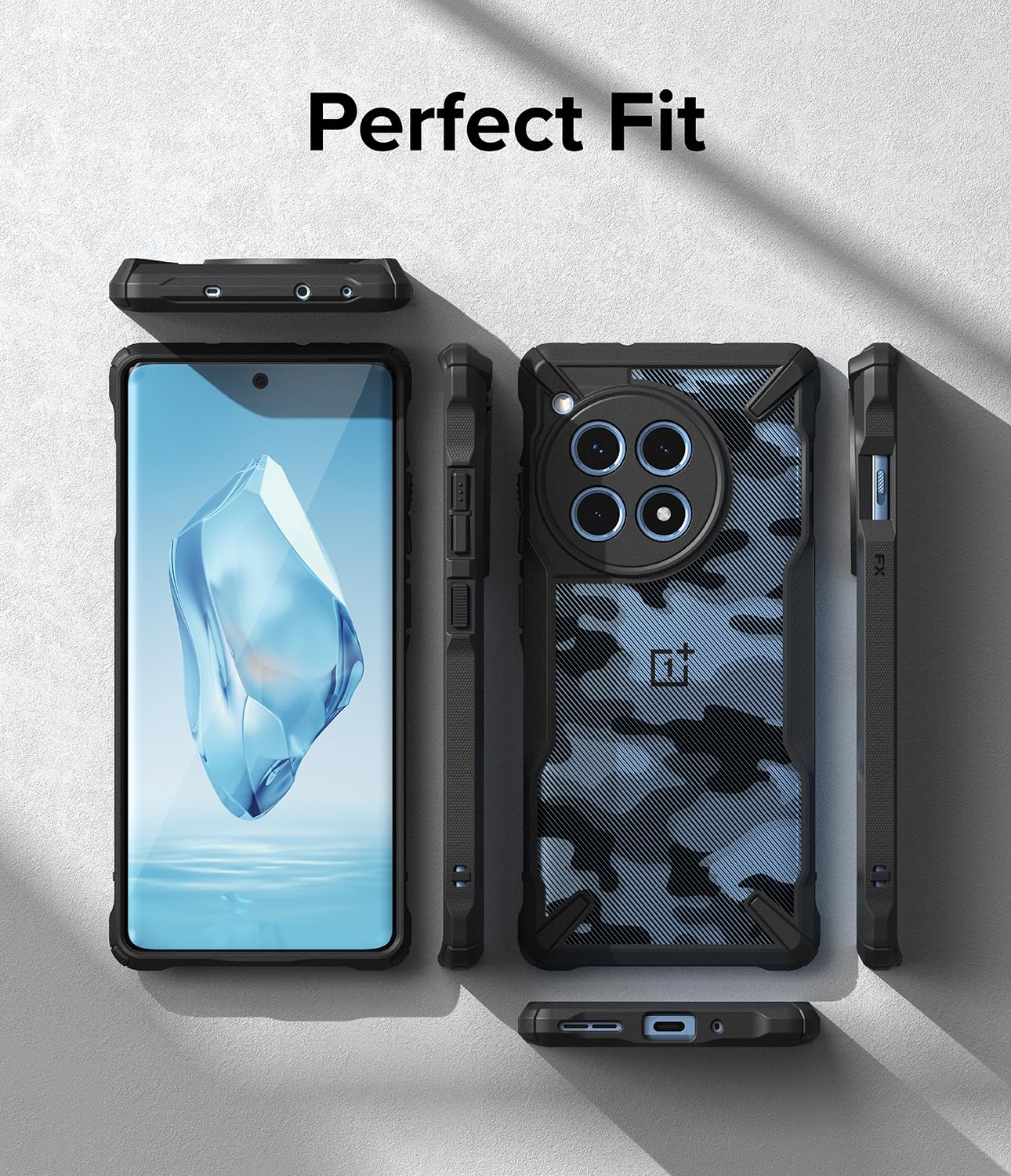 Foto 8 pulgar | Funda De Teléfono Ringke Fusion-x Camo Black Para Oneplus 12r - Venta Internacional.