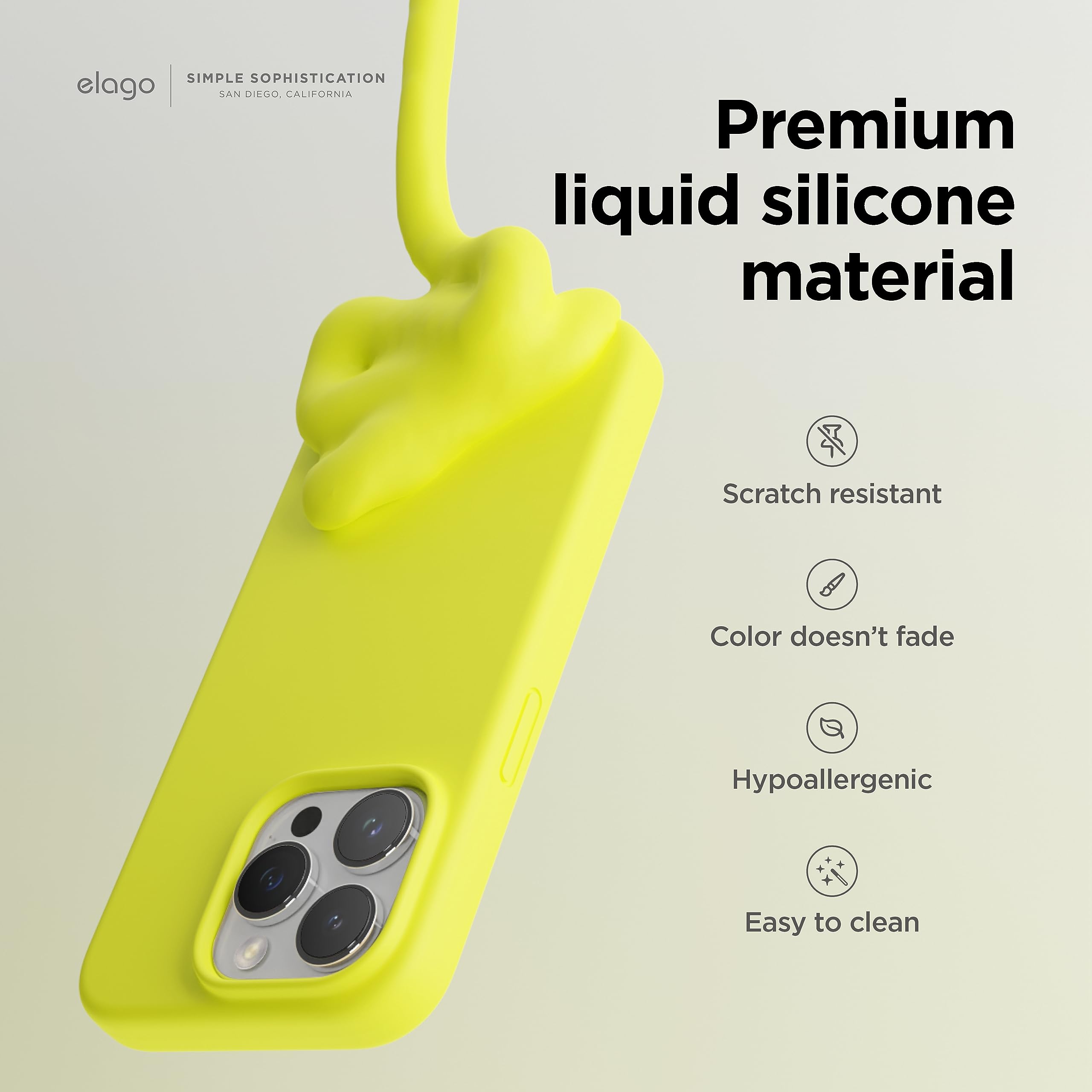 Foto 4 pulgar | Funda De Silicona Líquida Elago Para Iphone 15 Pro - Amarillo - Venta Internacional.