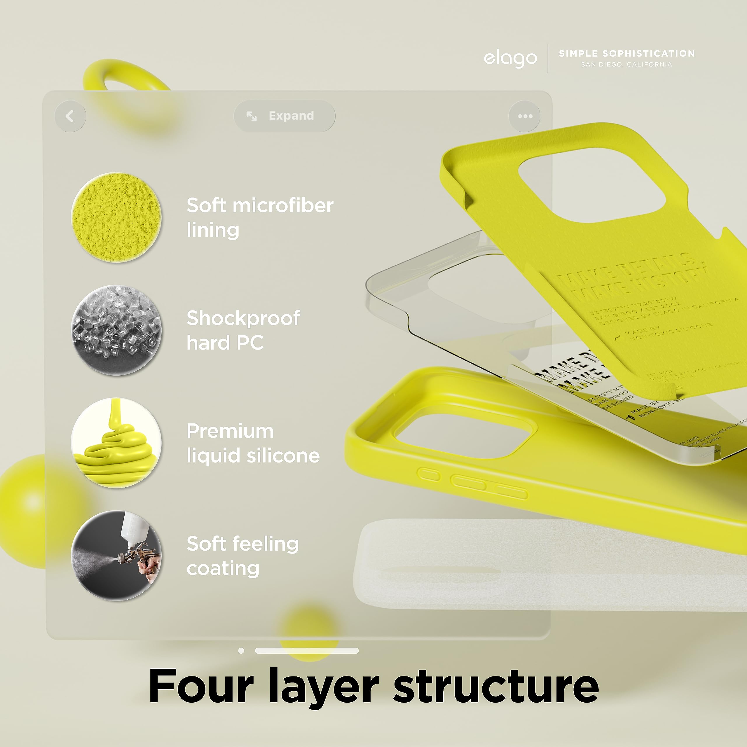 Foto 5 pulgar | Funda De Silicona Líquida Elago Para Iphone 15 Pro - Amarillo - Venta Internacional.