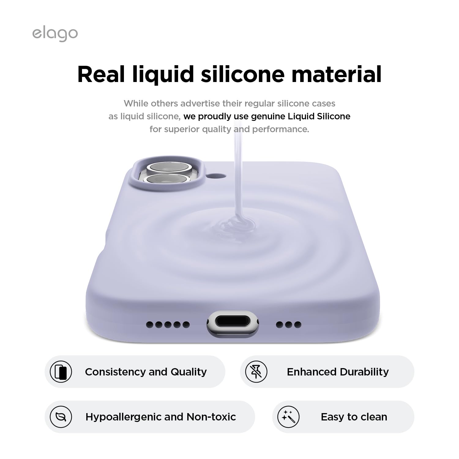Foto 3 | Funda De Teléfono Elago Compatible Con Iphone 16 Plus De Silicona, Color Morado - Venta Internacional.
