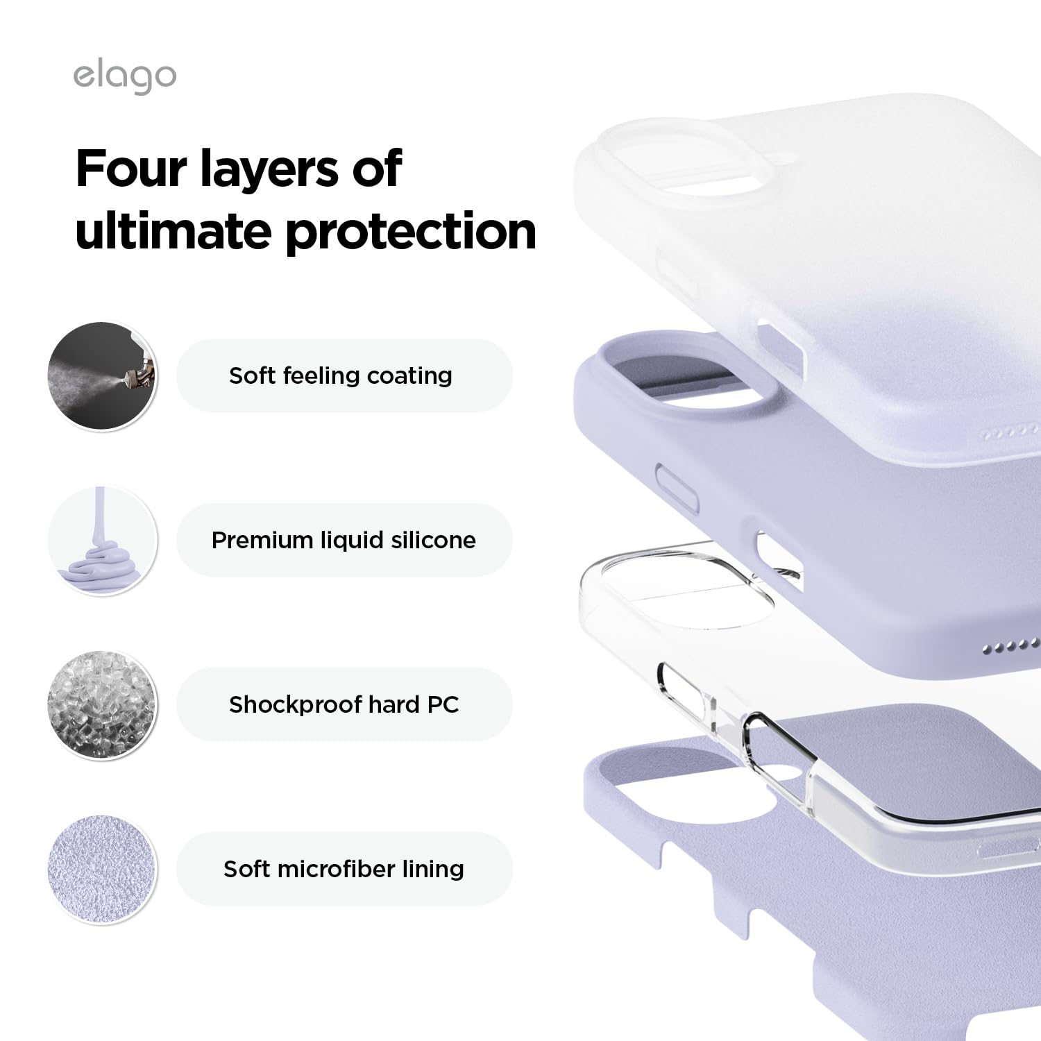 Foto 4 | Funda De Teléfono Elago Compatible Con Iphone 16 Plus De Silicona, Color Morado - Venta Internacional.