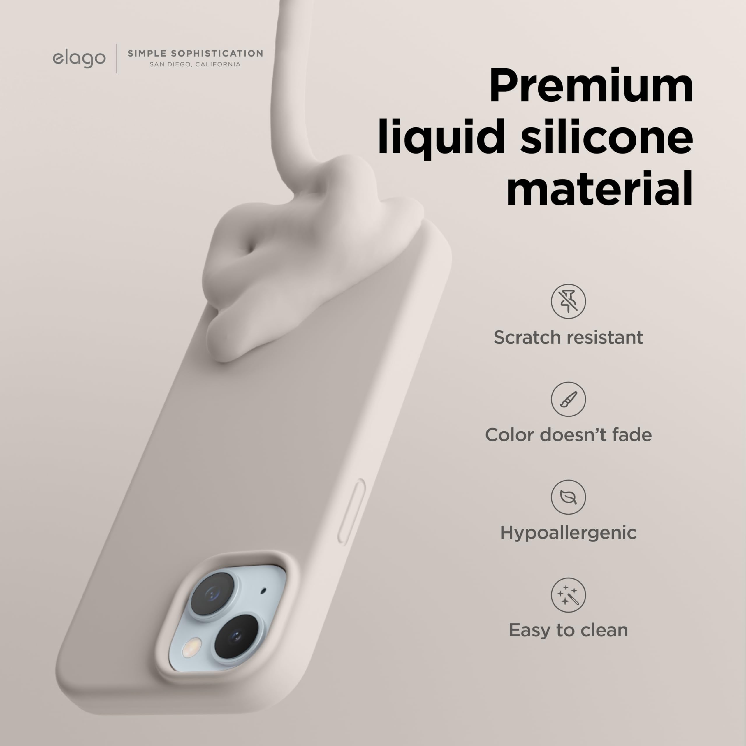 Foto 4 pulgar | Funda Elago Liquid Silicone Compatible Con Iphone 15 Stone - Venta Internacional.