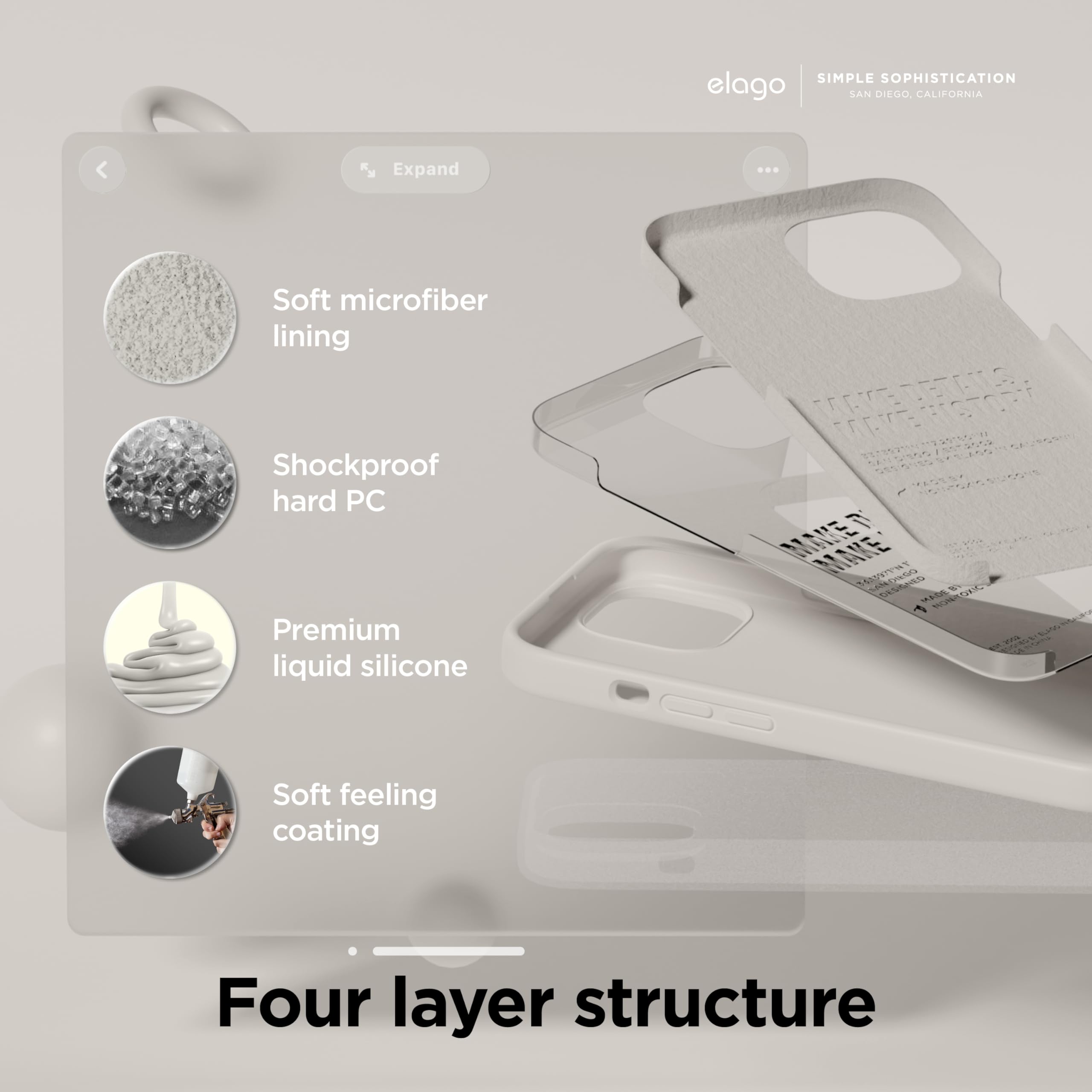 Foto 5 pulgar | Funda Elago Liquid Silicone Compatible Con Iphone 15 Stone - Venta Internacional.