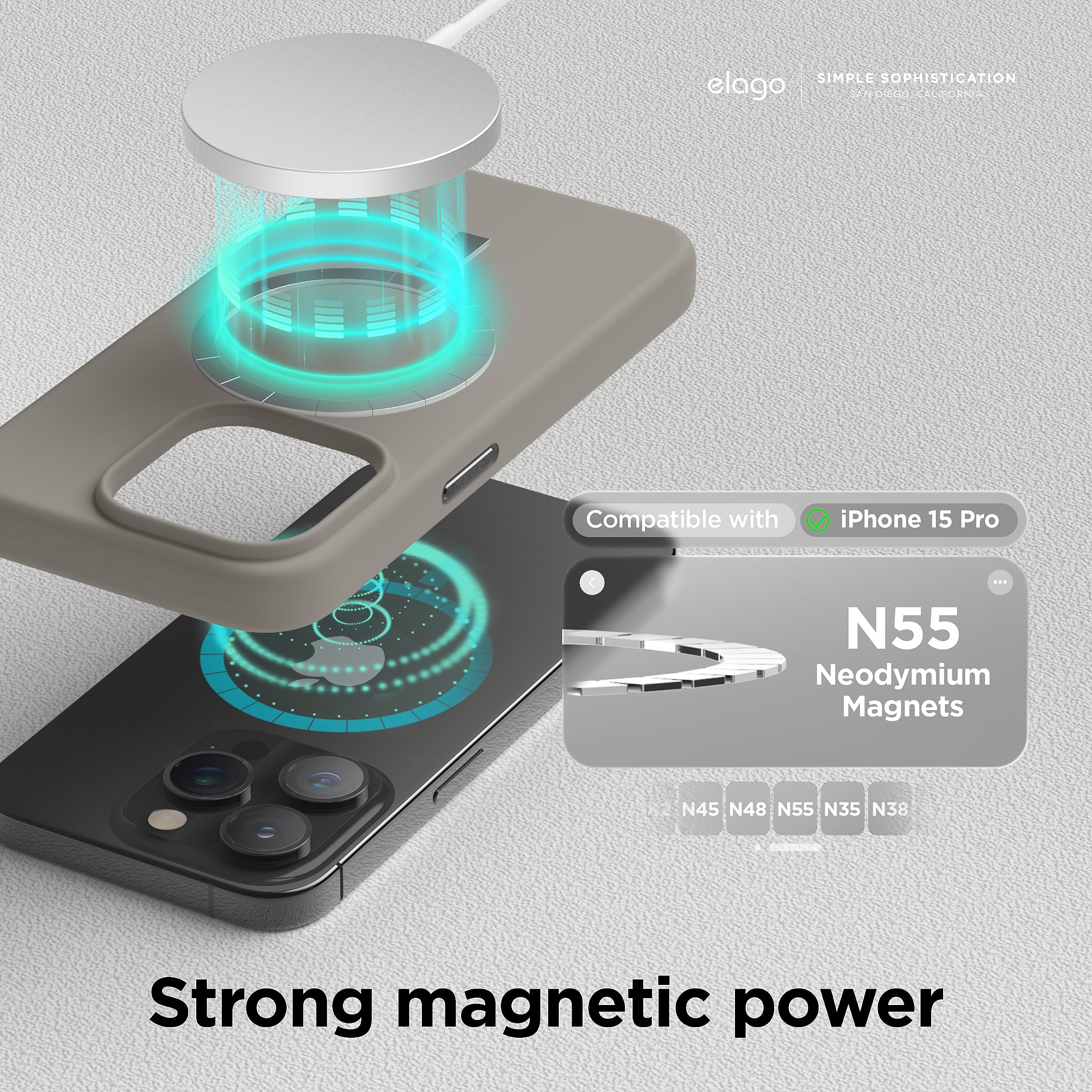 Foto 2 | Funda Elago Magnetic Silicone Para Iphone 15 Pro De 6.1 Pulgadas, Color Gris - Venta Internacional.