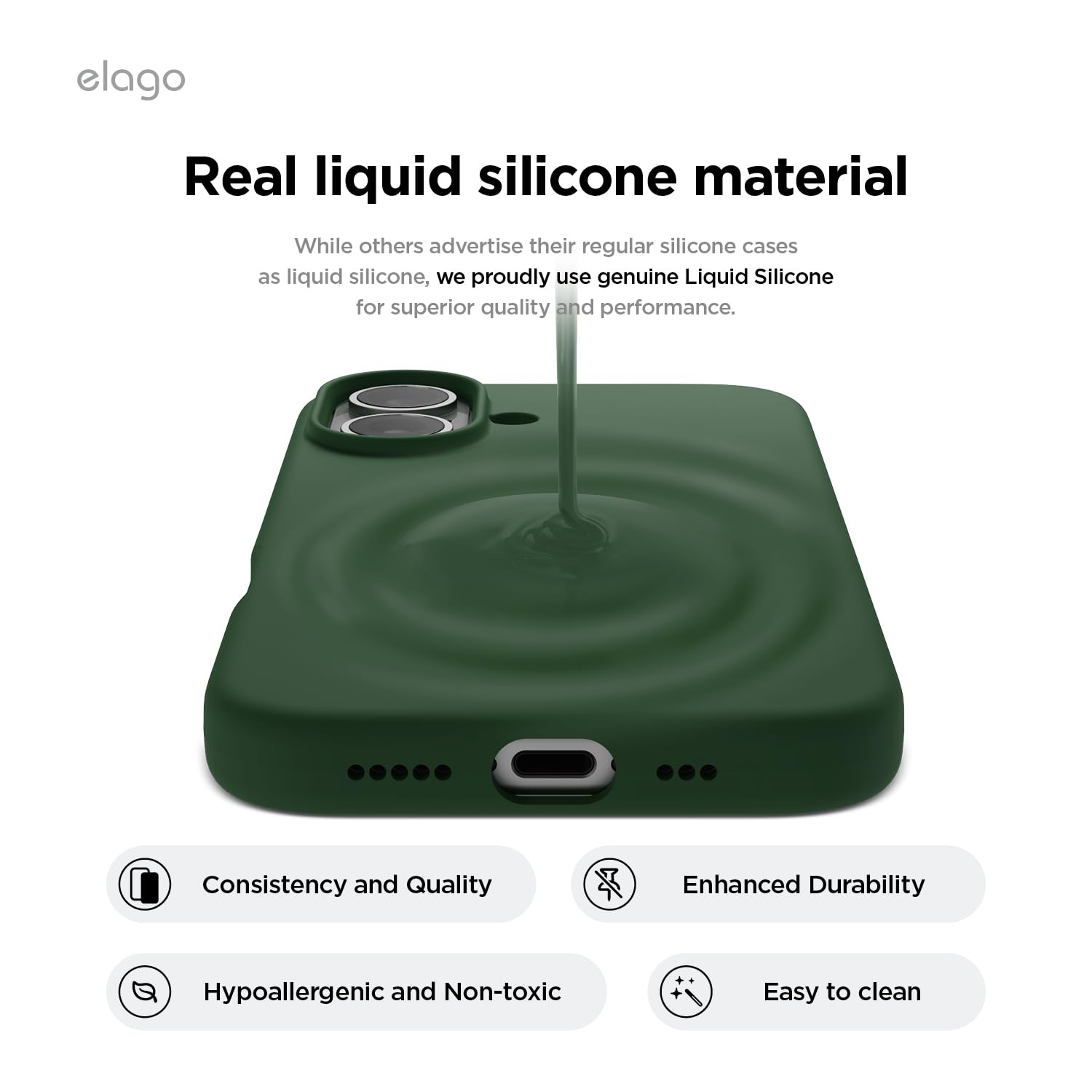 Foto 3 | Funda De Teléfono Elago Compatible Con Iphone 16, Silicona Líquida - Venta Internacional.