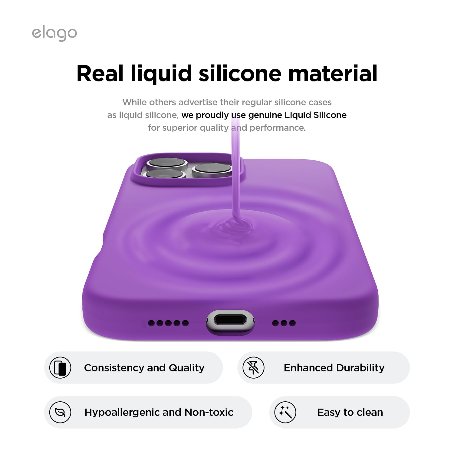 Foto 4 pulgar | Funda De Teléfono Elago Compatible Con Iphone 16 Pro Silicone Purp - Venta Internacional.
