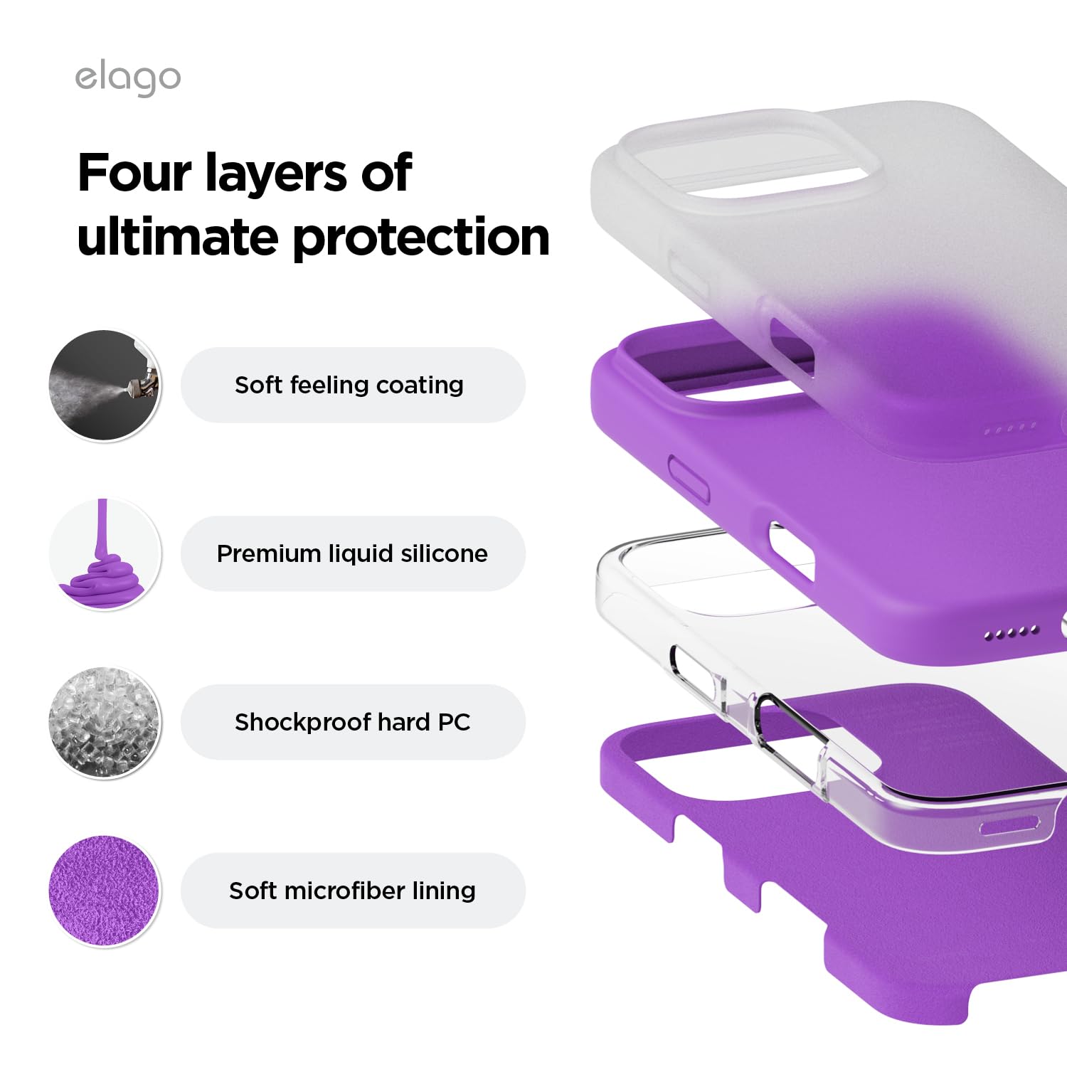 Foto 5 pulgar | Funda De Teléfono Elago Compatible Con Iphone 16 Pro Silicone Purp - Venta Internacional.
