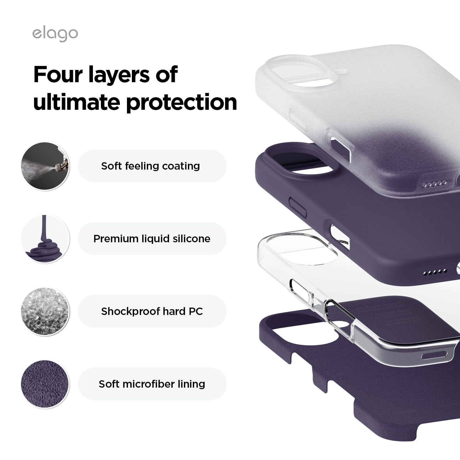 Foto 4 | Funda De Teléfono Elago Compatible Con Iphone 16, Silicona Líquida - Venta Internacional.