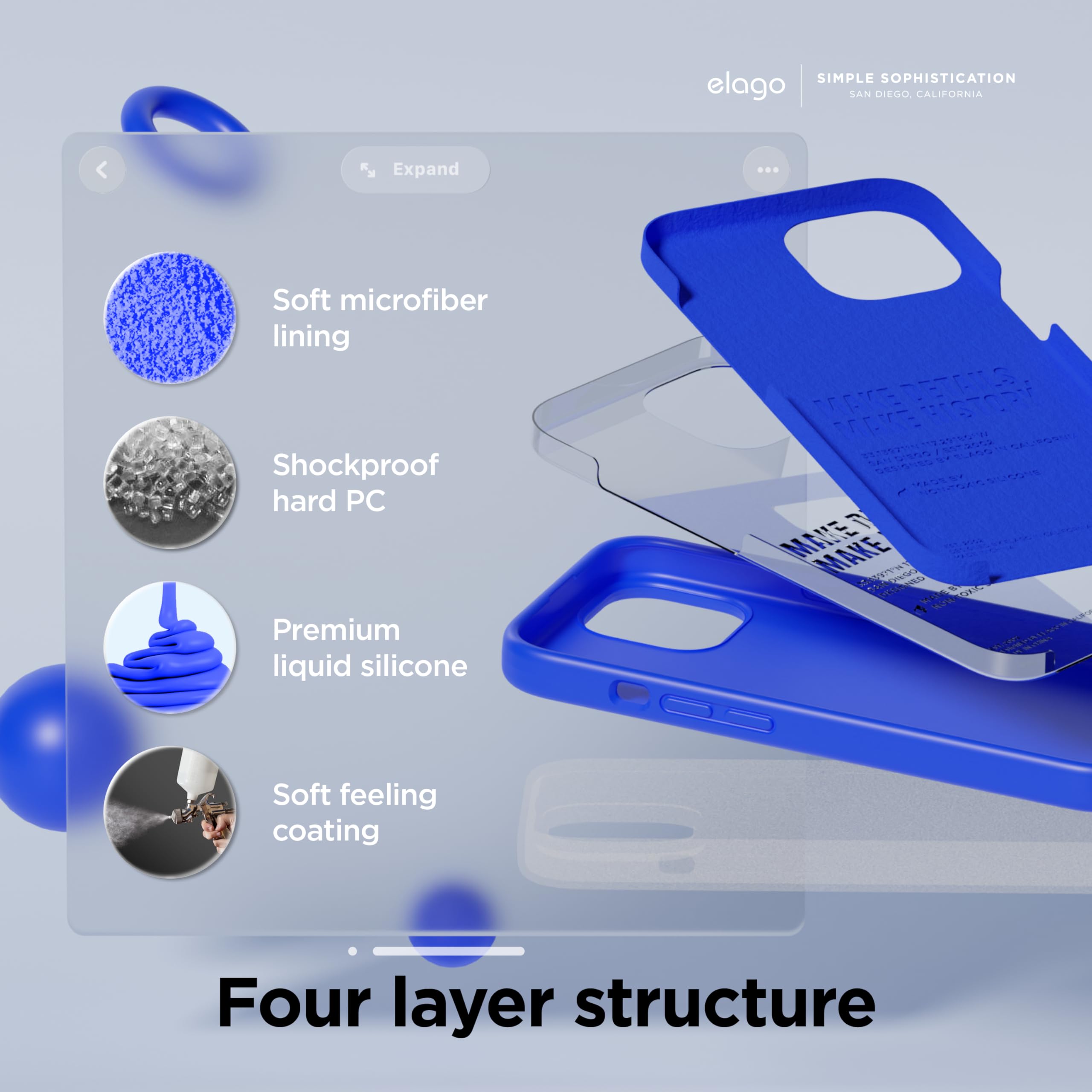 Foto 5 pulgar | Funda De Silicona Líquida Elago Para Iphone 15 Plus, Color Azul Cobalto - Venta Internacional.