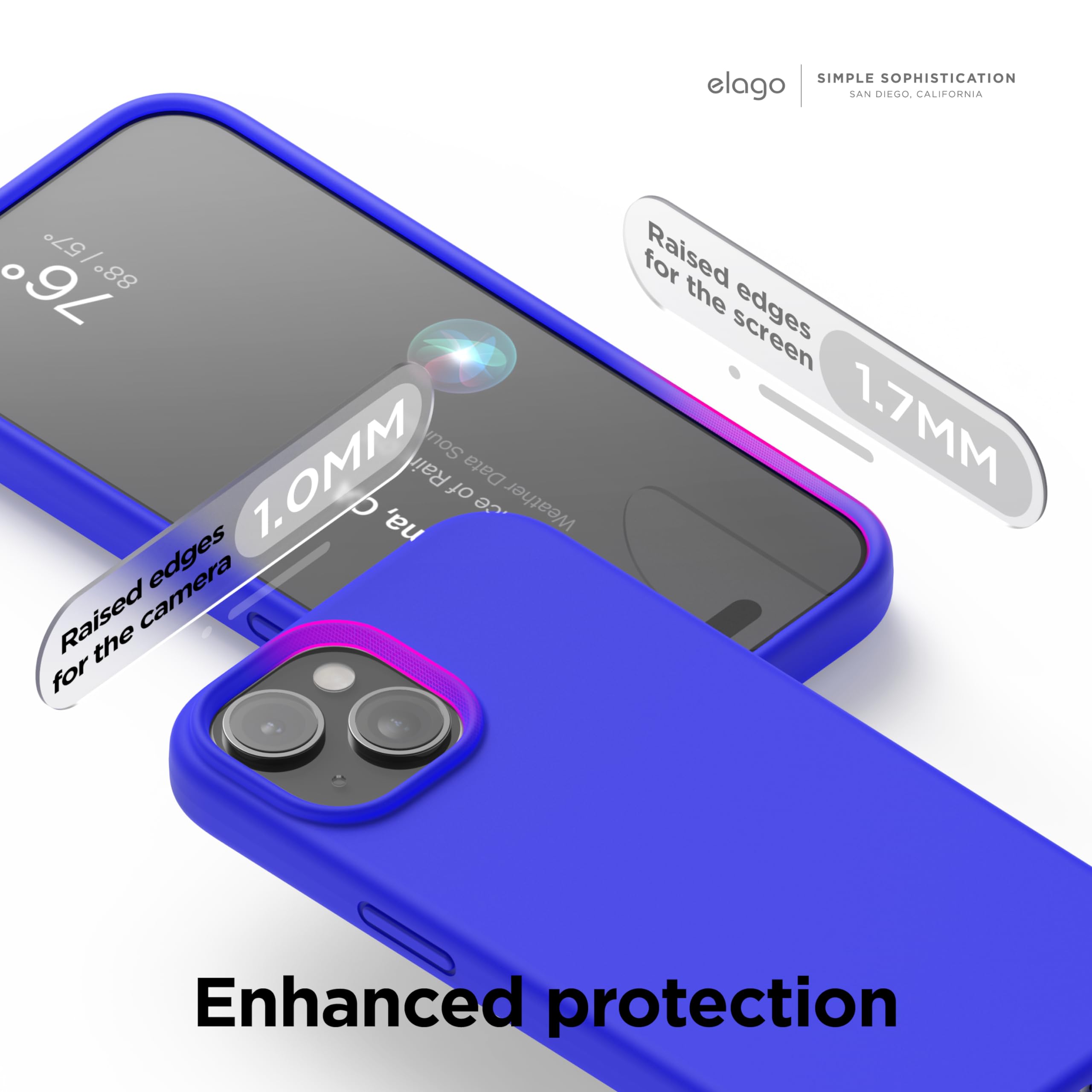 Foto 6 pulgar | Funda De Silicona Líquida Elago Para Iphone 15 Plus, Color Azul Cobalto - Venta Internacional.