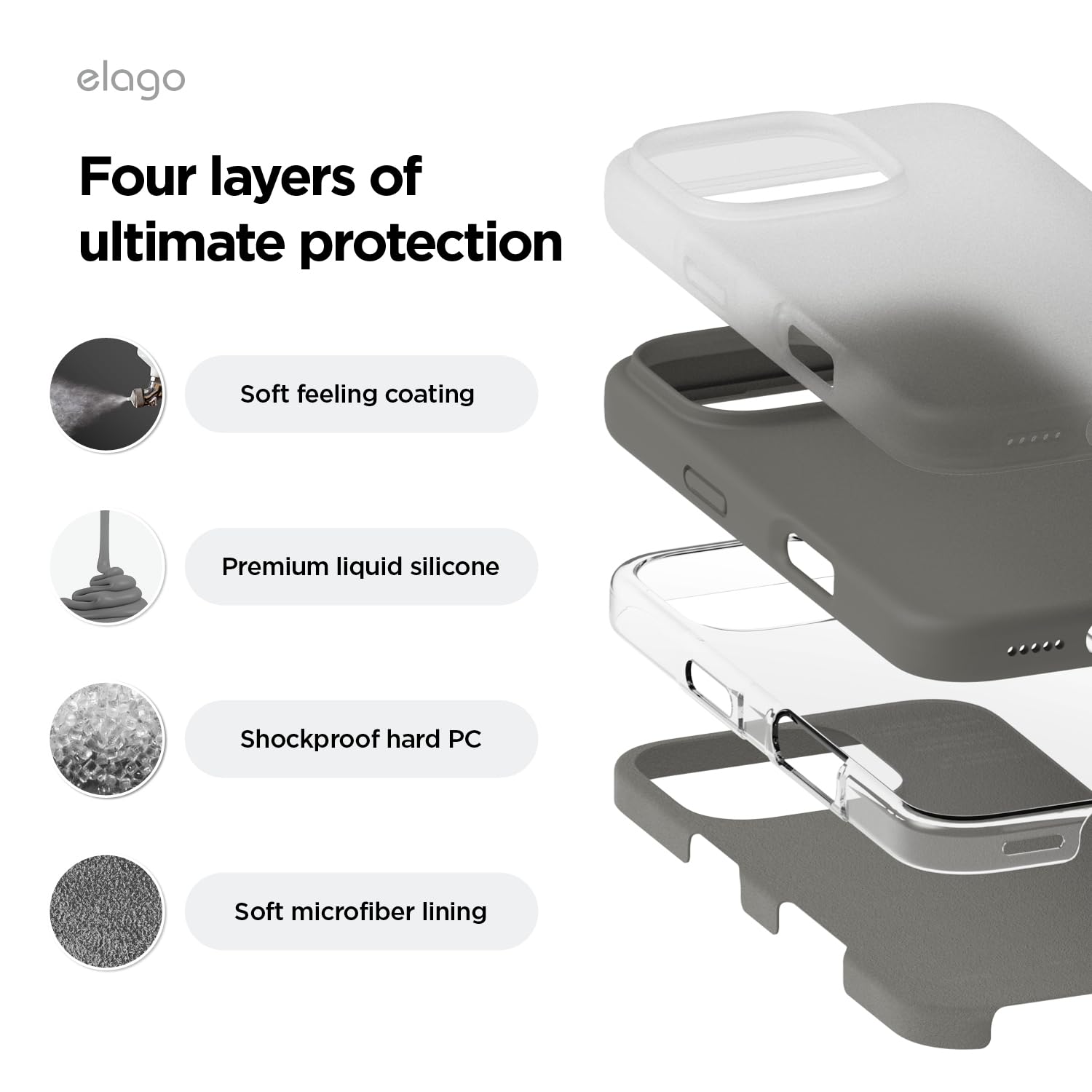 Foto 5 pulgar | Funda De Teléfono Elago Compatible Con Iphone 16 Pro, Silicona Gris - Venta Internacional.