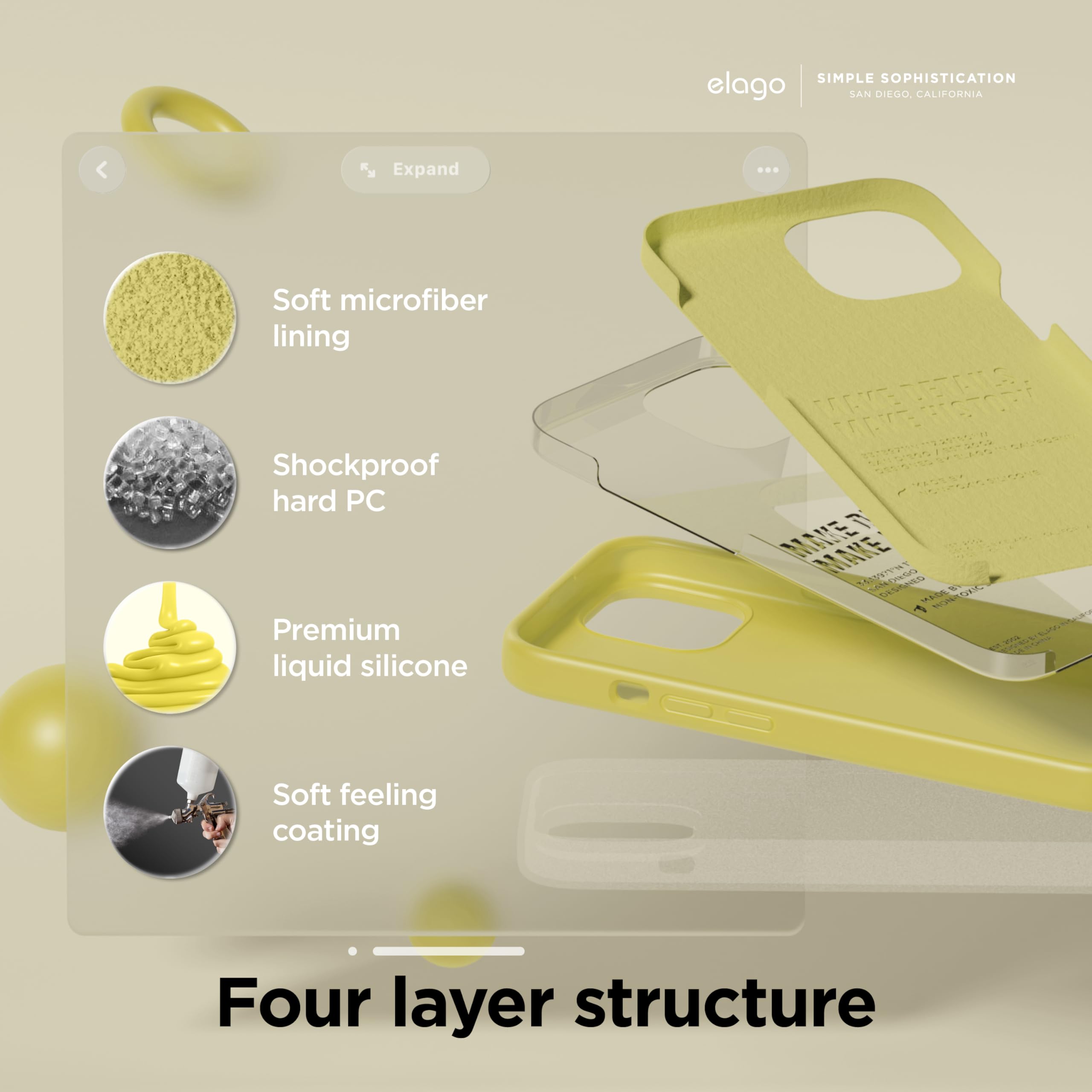 Foto 4 | Funda Elago Liquid Silicone Compatible Con Iphone 15, Color Amarillo - Venta Internacional.