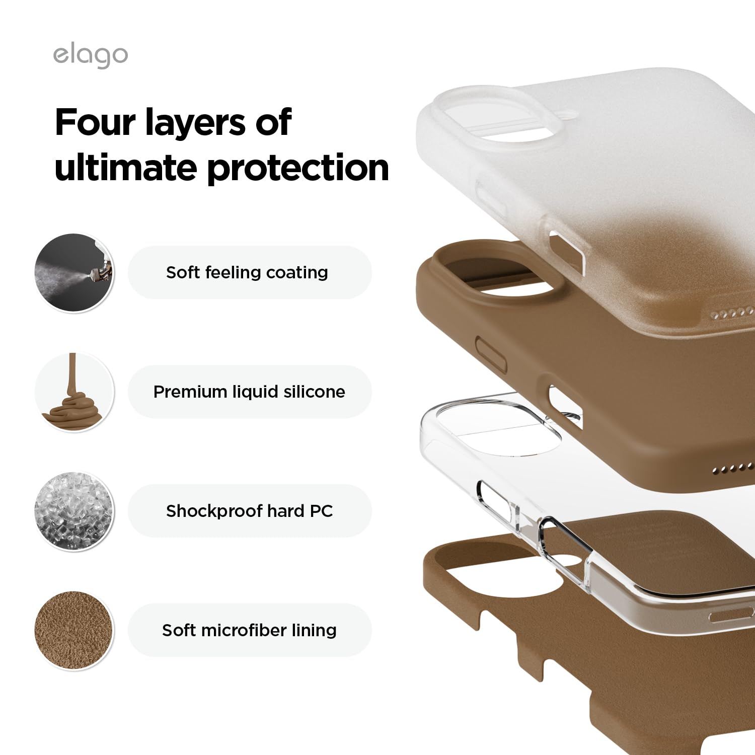 Foto 5 pulgar | Funda De Teléfono Elago Compatible Con Iphone 16 Plus De Silicona, Color Marrón - Venta Internacional.