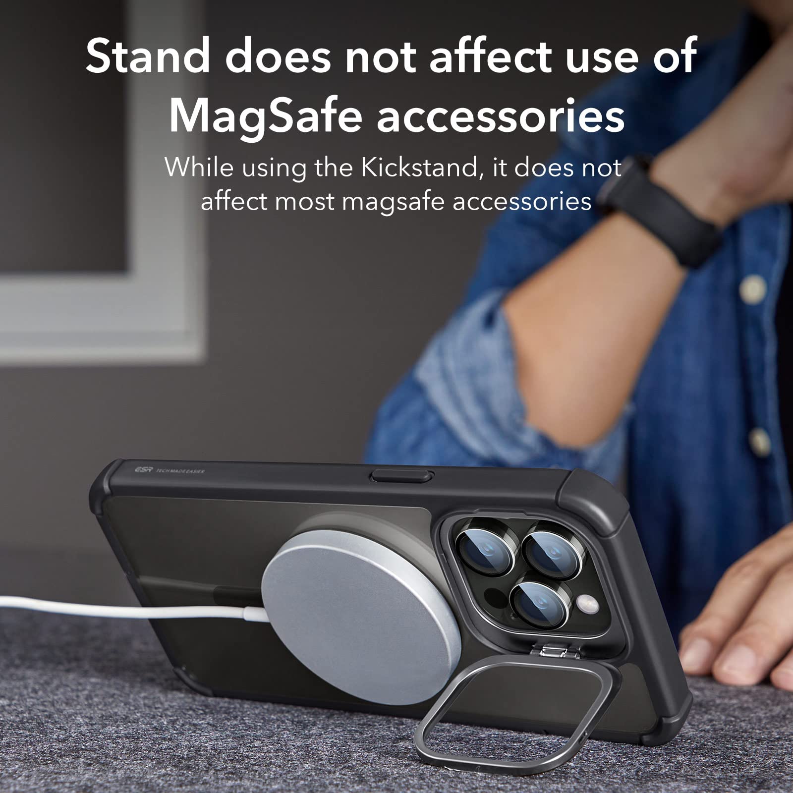 Foto 7 | Funda Esr Para Iphone 14 Pro Con Soporte Magsafe Clear Black - Venta Internacional.
