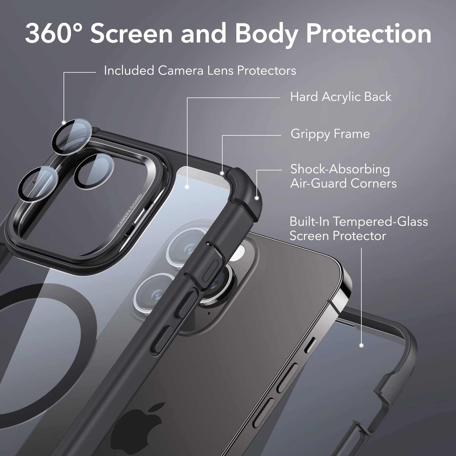 Foto 4 pulgar | Funda Esr Para Iphone 14 Pro Max Con Soporte Magsafe Clear Black - Venta Internacional.