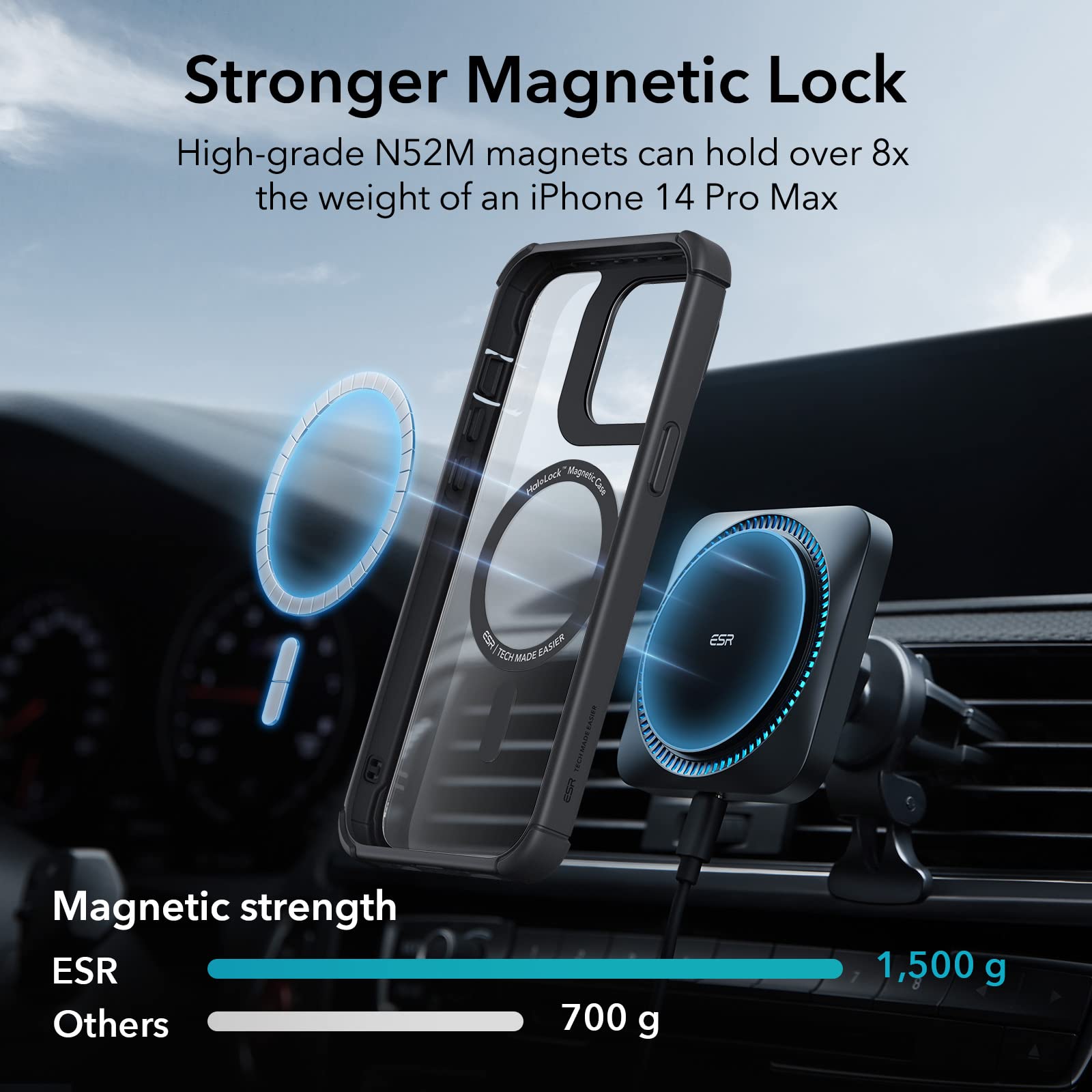 Foto 7 pulgar | Funda Esr Para Iphone 14 Pro Max Con Soporte Magsafe Clear Black - Venta Internacional.