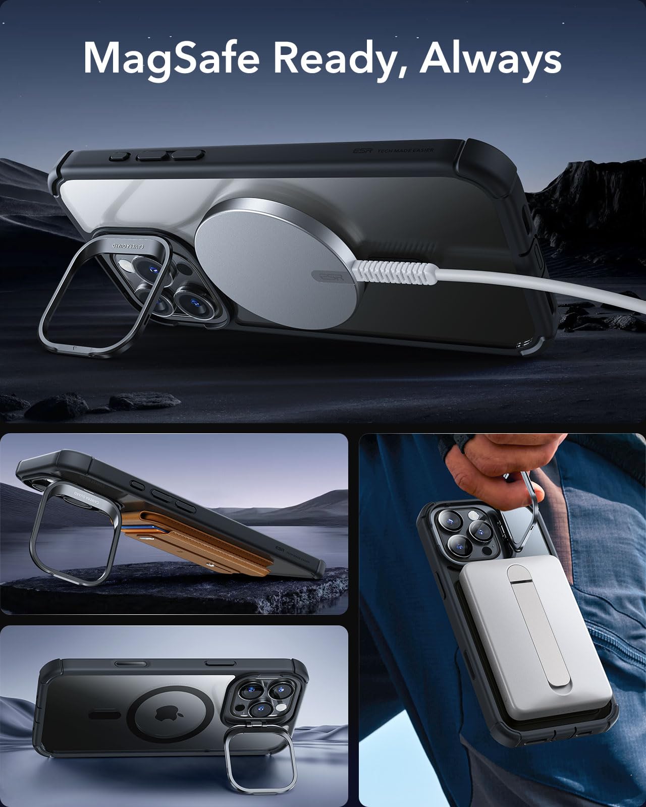 Foto 6 | Funda Esr Para Iphone 16 Pro Max Con Soporte Y Control De Cámara Bla - Venta Internacional.