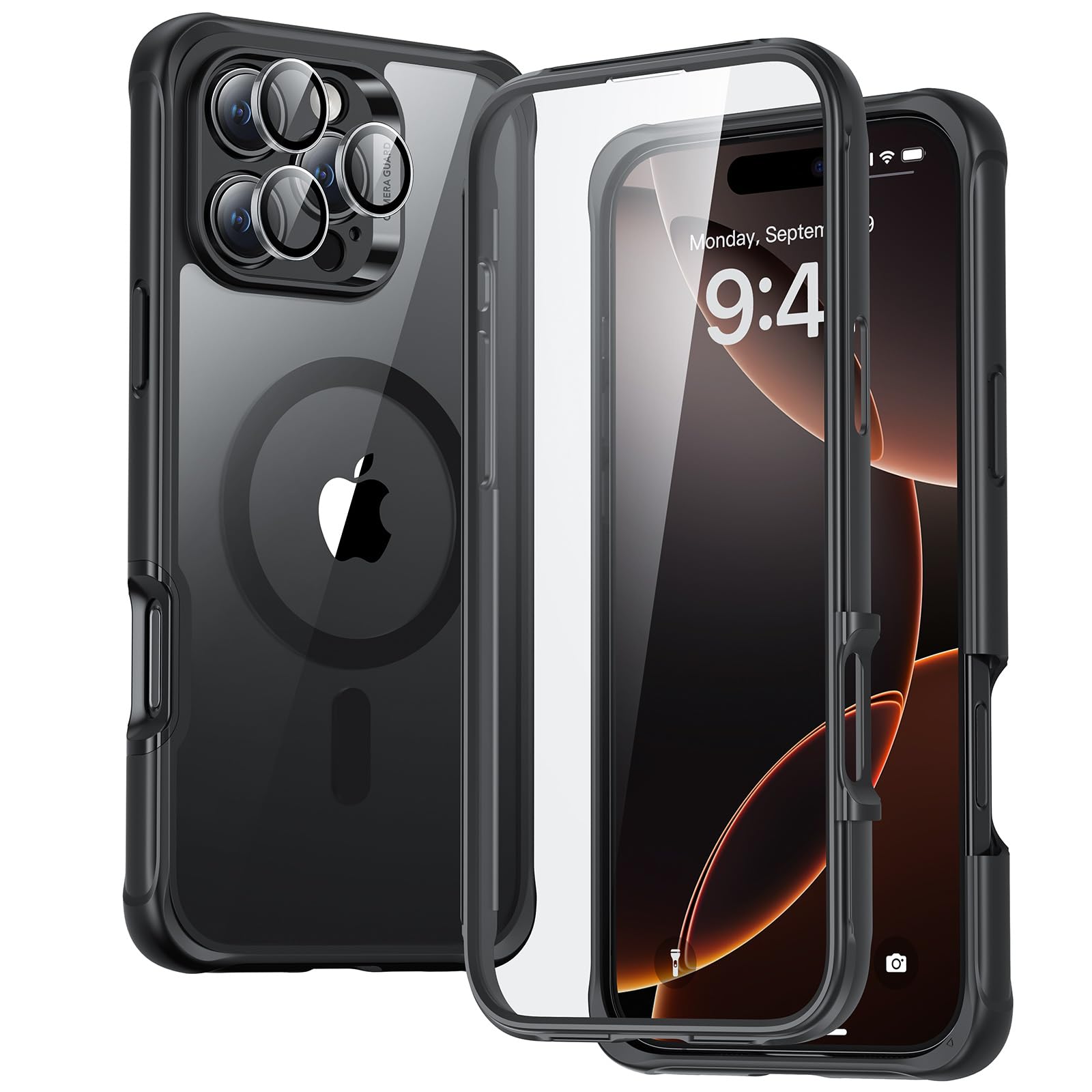 Foto 1 | Funda De Teléfono Esr Para Iphone 16 Pro Max Con Vidrio Templado Negro - Venta Internacional.