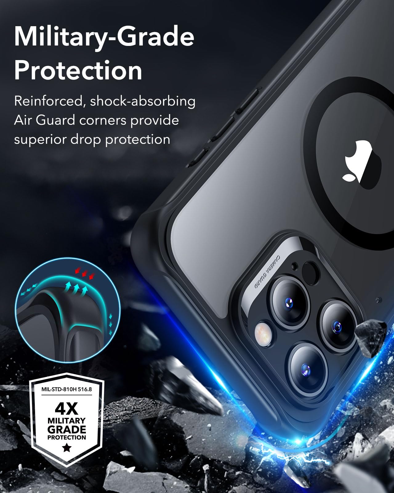 Foto 5 pulgar | Funda De Teléfono Esr Para Iphone 16 Pro Max Con Vidrio Templado Negro - Venta Internacional.