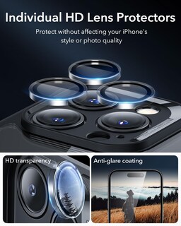 Foto 7 | Funda De Teléfono Esr Para Iphone 16 Pro Max Con Vidrio Templado Negro - Venta Internacional.
