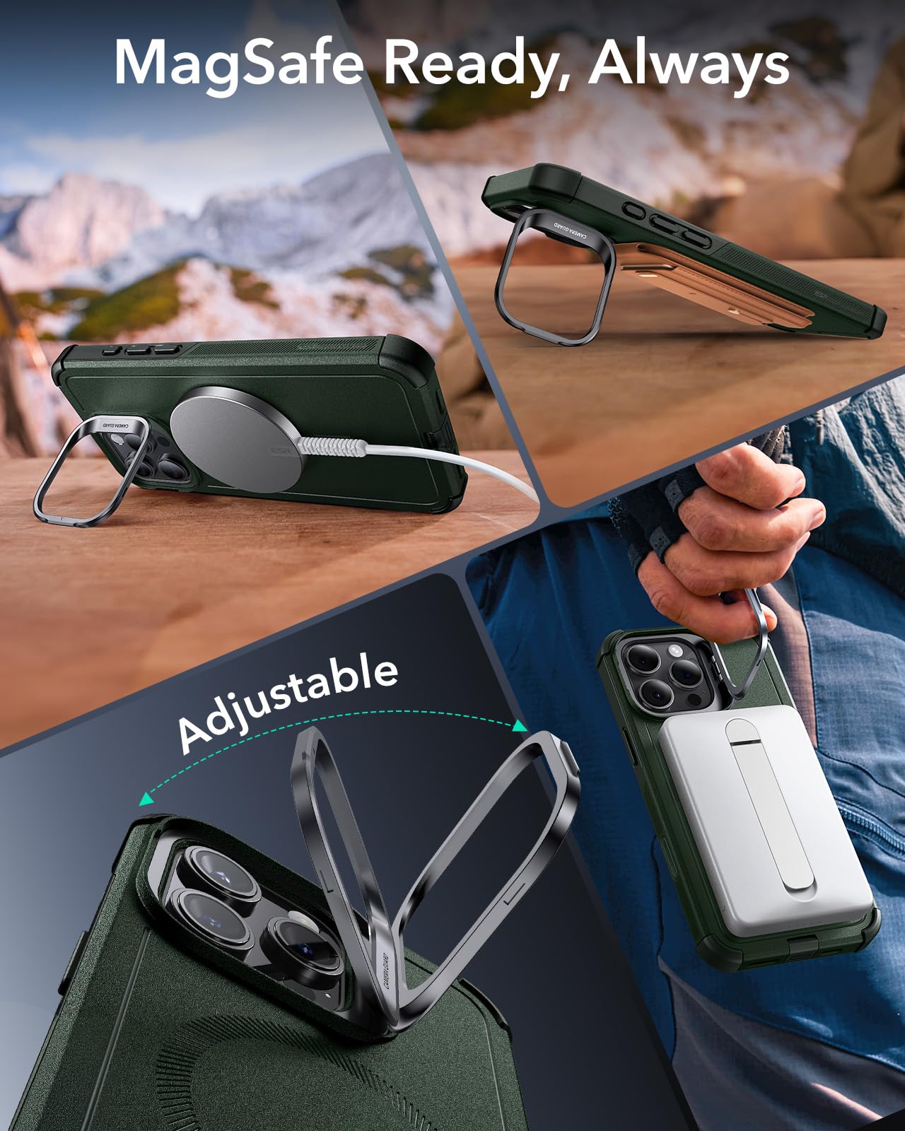 Foto 7 pulgar | Funda Esr Para Iphone 16 Pro Con Soporte De 7 M, Color Verde - Venta Internacional.