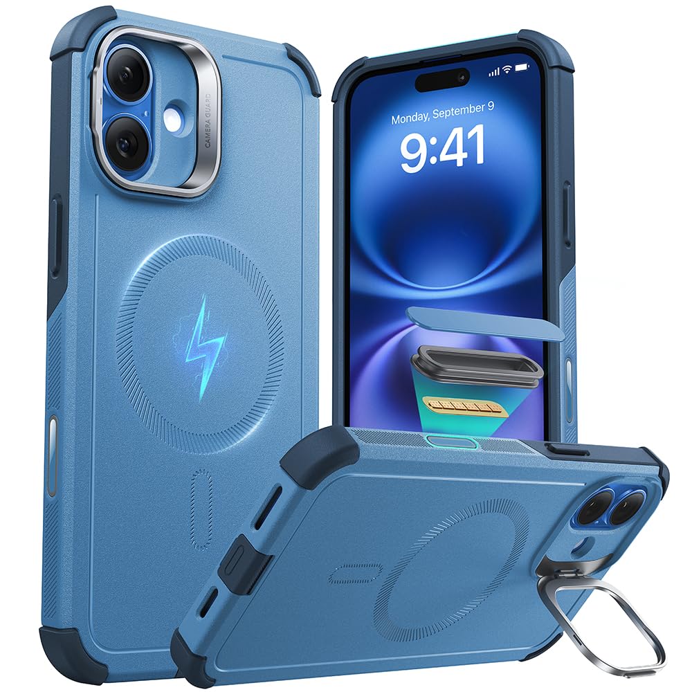 Foto 2 pulgar | Funda De Teléfono Esr Para Iphone 16 Con Soporte, Magsafe, Azul Claro - Venta Internacional.