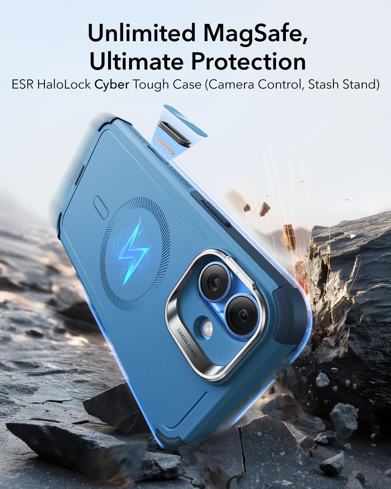 Foto 2 | Funda De Teléfono Esr Para Iphone 16 Con Soporte, Magsafe, Azul Claro - Venta Internacional.