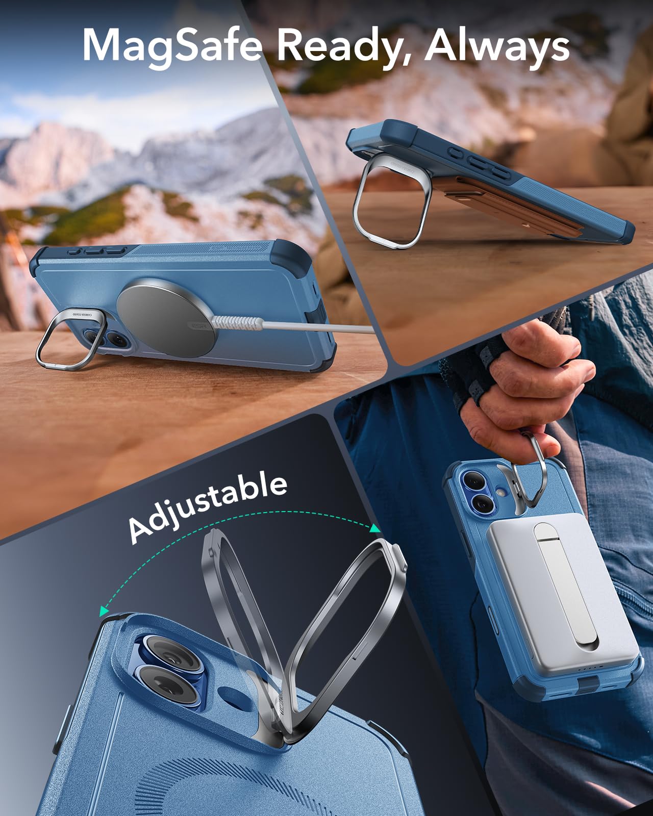 Foto 7 pulgar | Funda De Teléfono Esr Para Iphone 16 Con Soporte, Magsafe, Azul Claro - Venta Internacional.