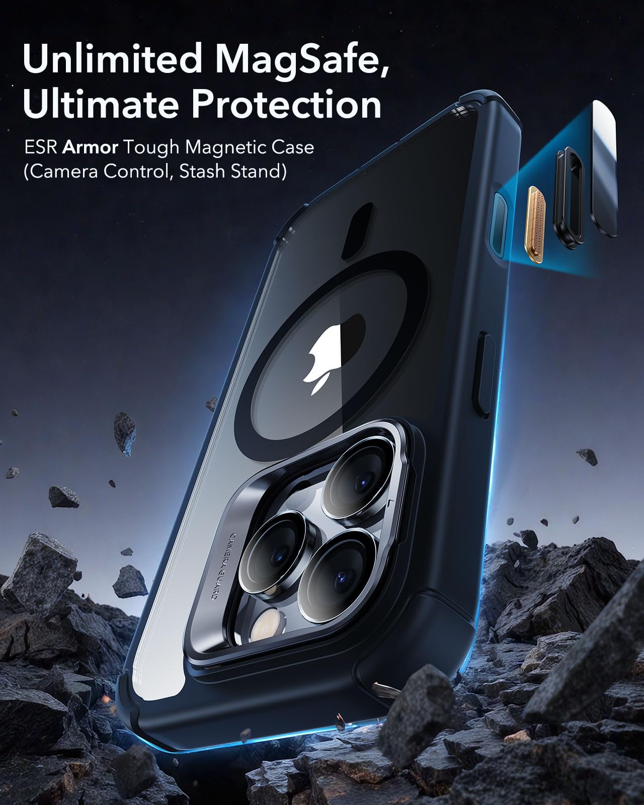 Foto 3 pulgar | Funda Esr Para Iphone 16 Pro Con Soporte, Control De Cámara Transparente - Venta Internacional.