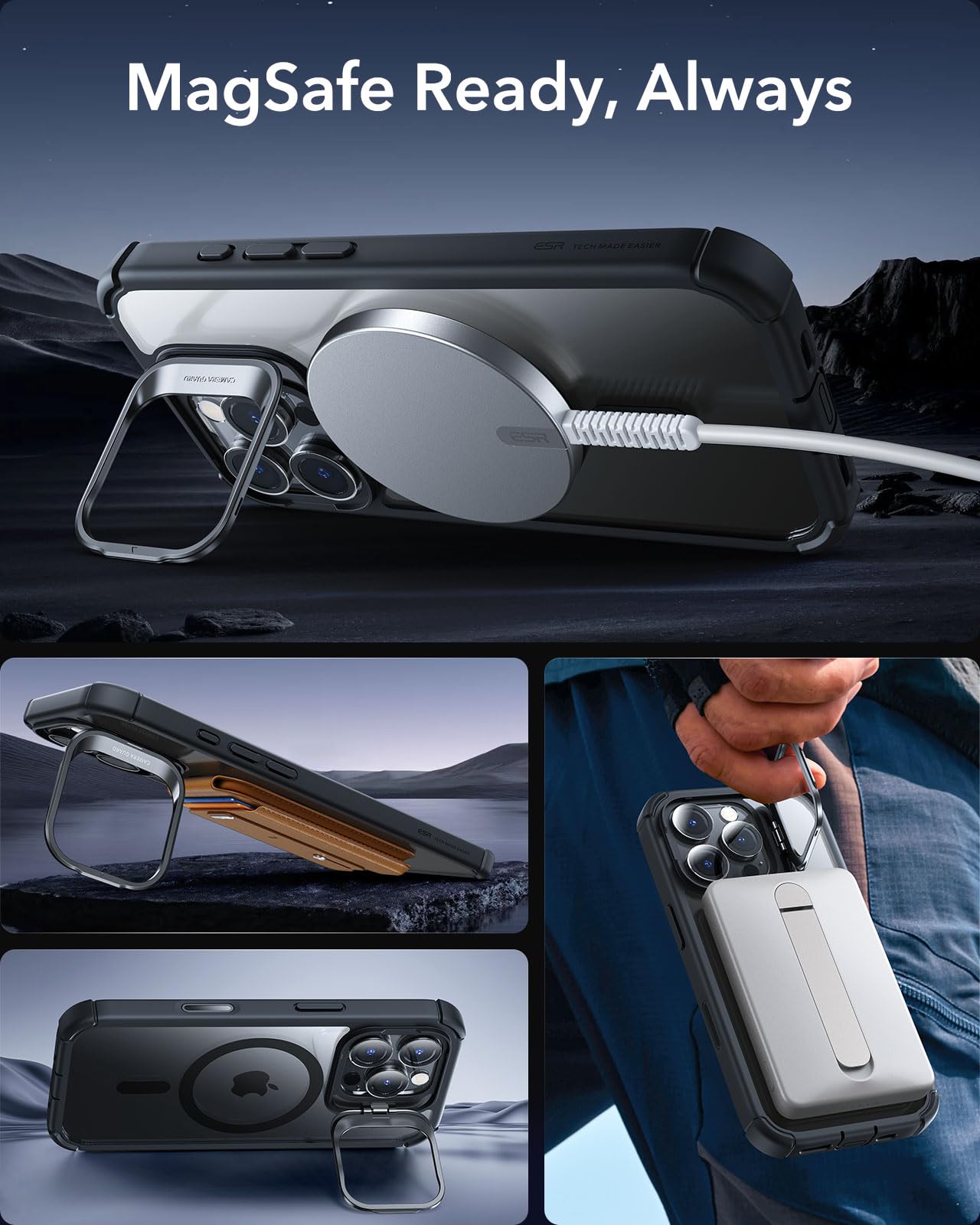 Foto 7 pulgar | Funda Esr Para Iphone 16 Pro Con Soporte, Control De Cámara Transparente - Venta Internacional.