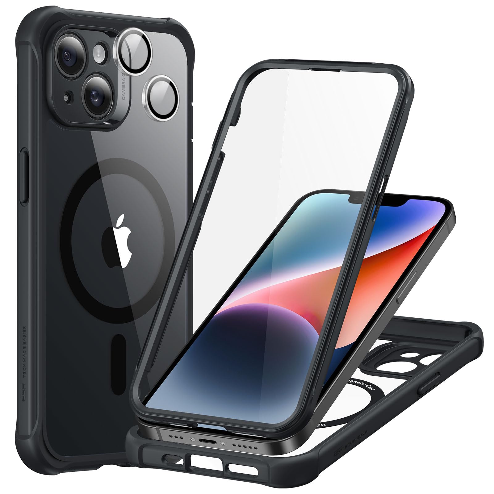 Foto 2 pulgar | Funda De Teléfono Esr Para Iphone 14 Con Vidrio Templado Negro Transparente - Venta Internacional.