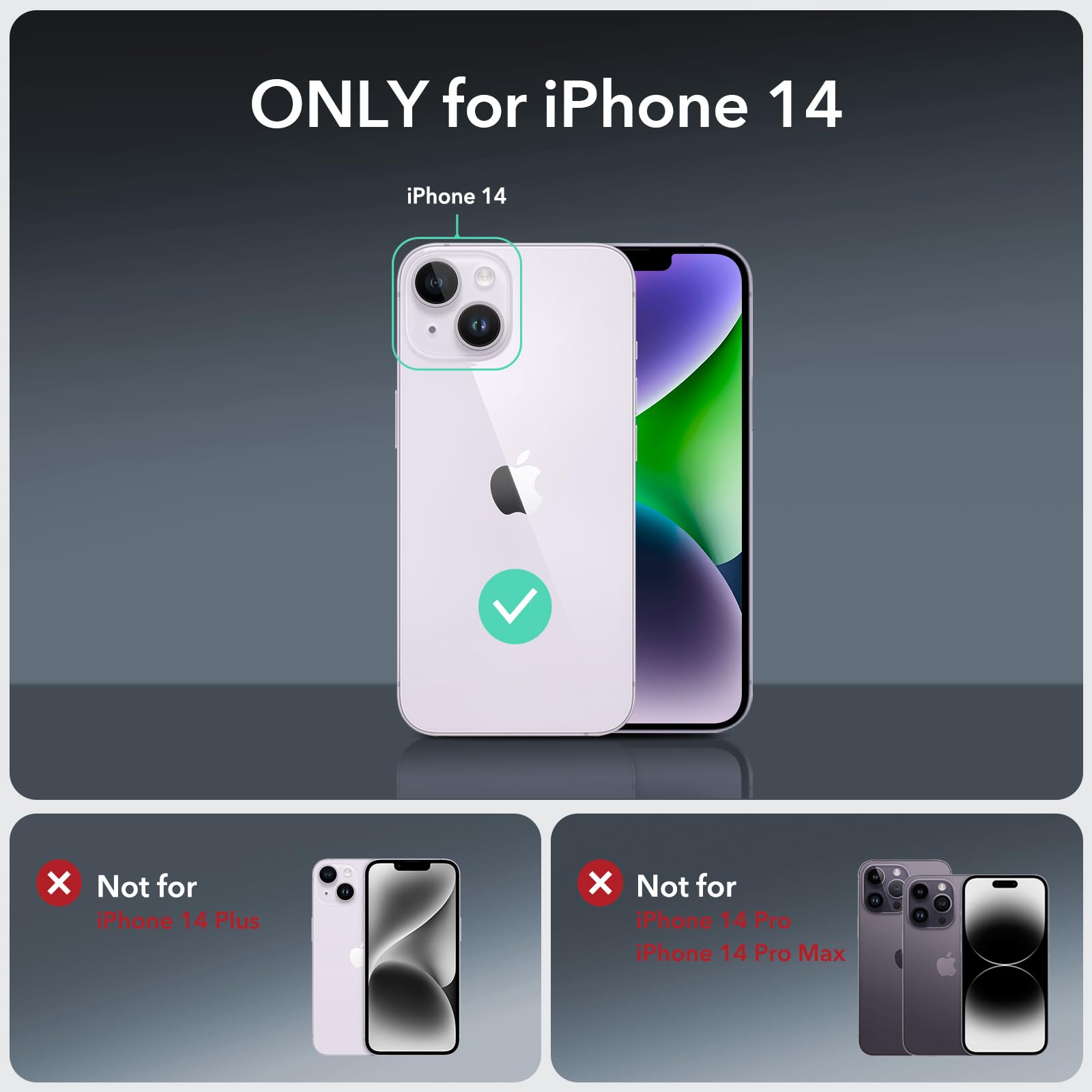 Foto 3 pulgar | Funda De Teléfono Esr Para Iphone 14 Con Vidrio Templado Negro Transparente - Venta Internacional.