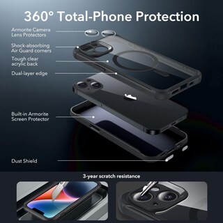 Foto 3 | Funda De Teléfono Esr Para Iphone 14 Con Vidrio Templado Negro Transparente - Venta Internacional.