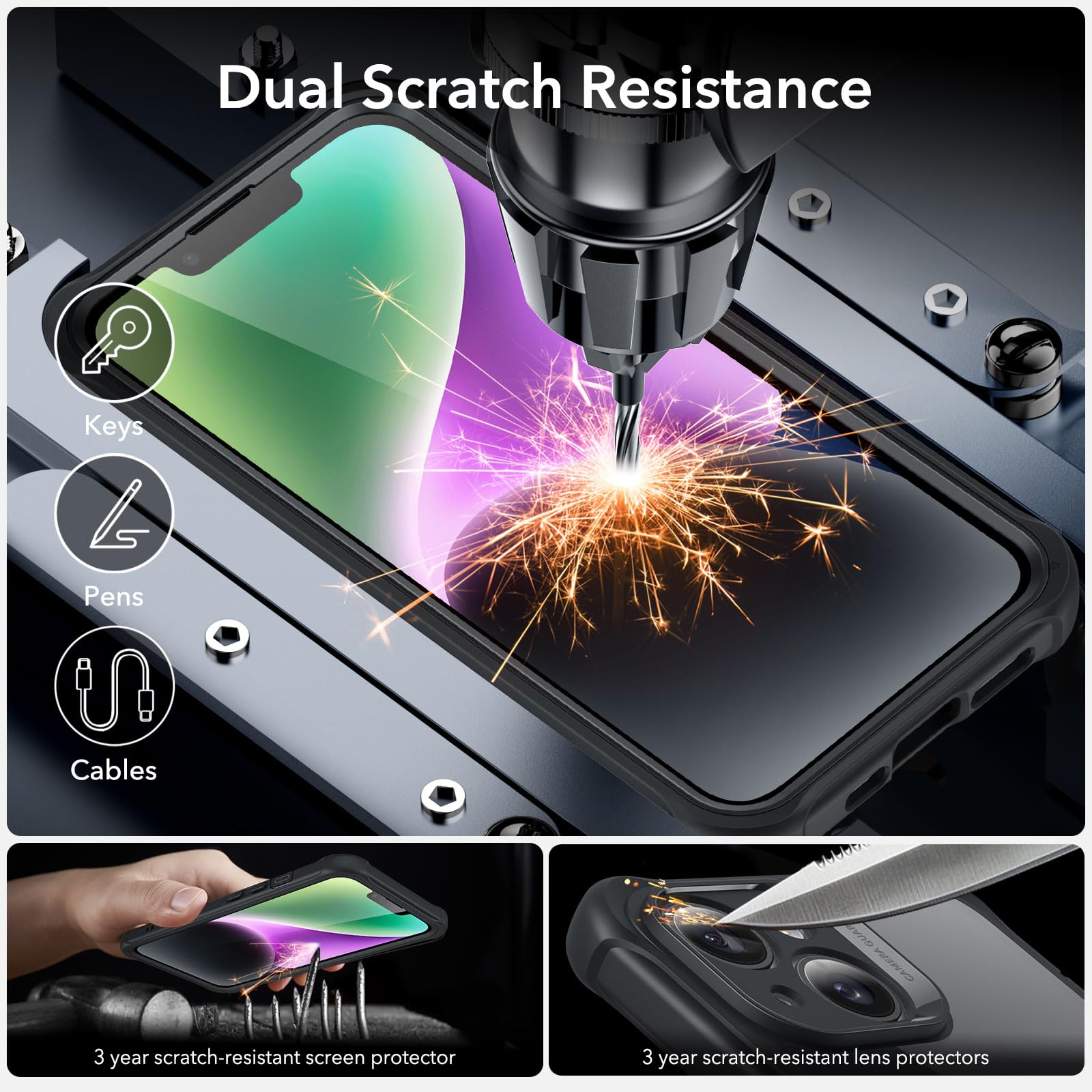 Foto 7 | Funda De Teléfono Esr Para Iphone 14 Con Vidrio Templado Negro Transparente - Venta Internacional.