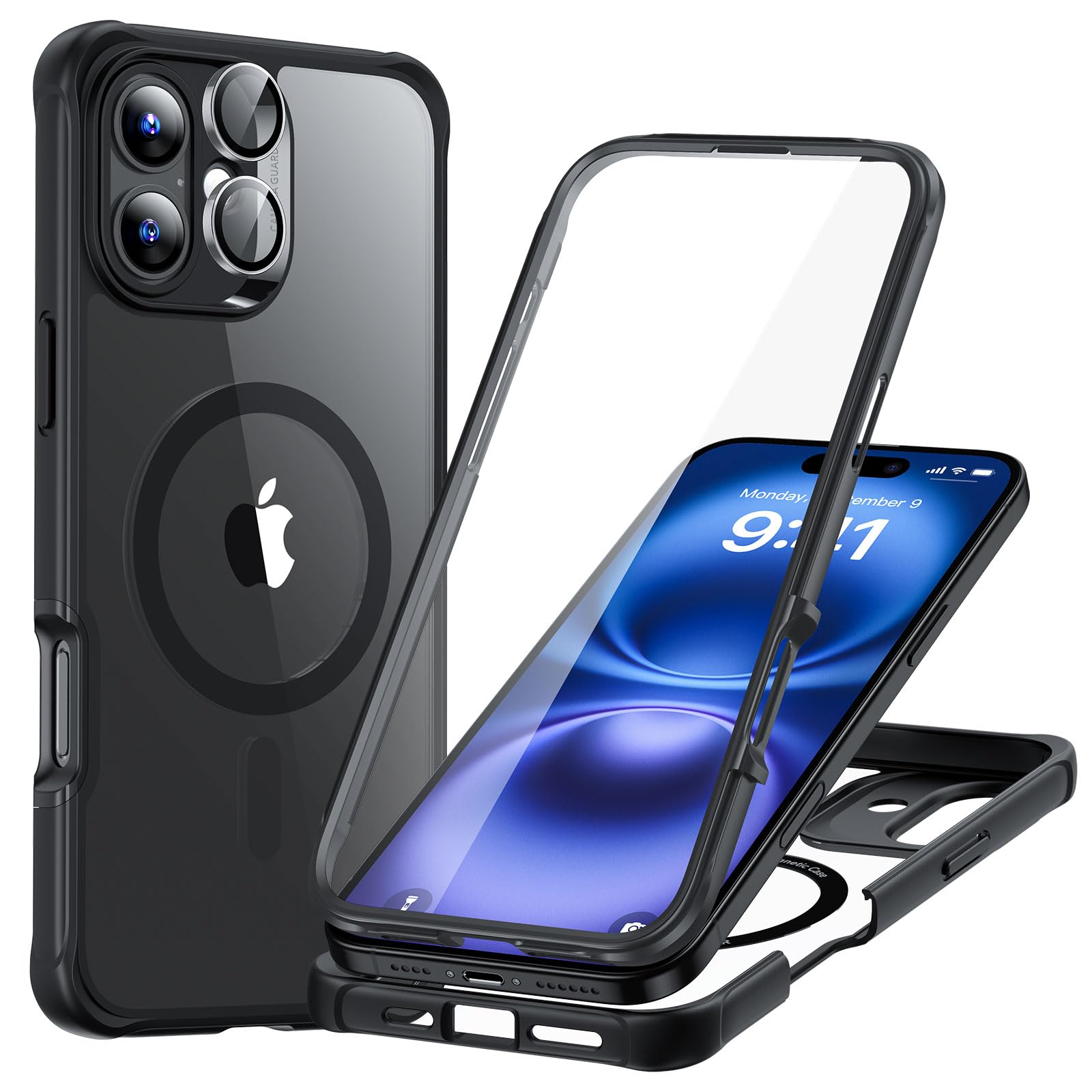 Foto 2 pulgar | Funda De Teléfono Esr Para Iphone 16 Con Vidrio Templado Negro Transparente - Venta Internacional.