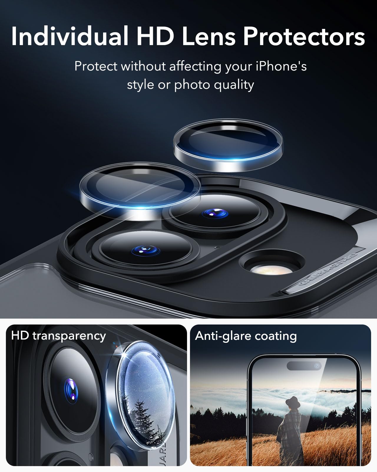 Foto 8 pulgar | Funda De Teléfono Esr Para Iphone 16 Con Vidrio Templado Negro Transparente - Venta Internacional.
