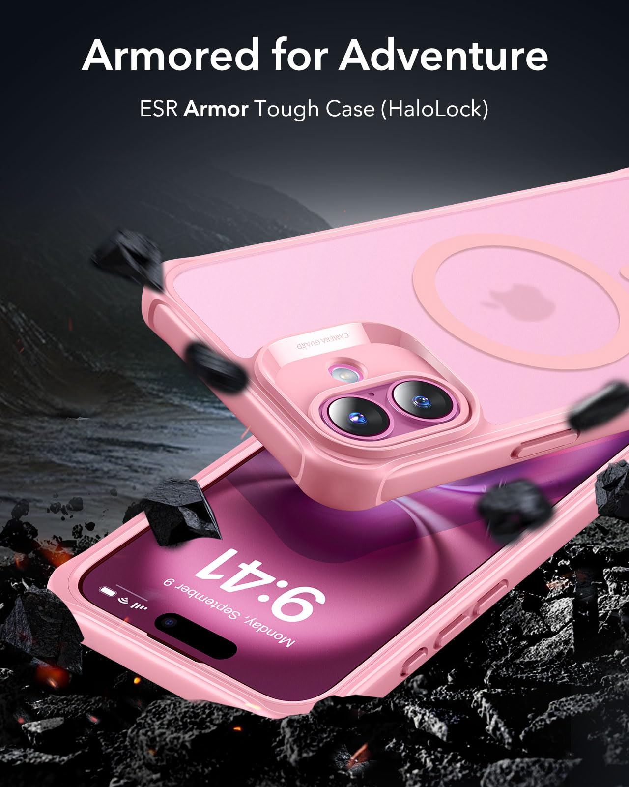 Foto 3 pulgar | Funda De Teléfono Esr Para Iphone 16 Plus Con Vidrio Templado Rosa - Venta Internacional.